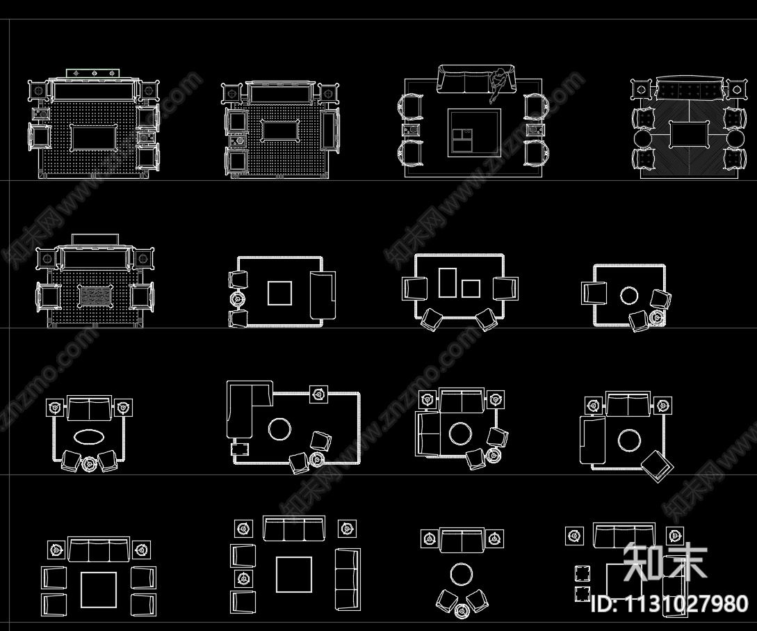 动态沙发桌椅cad施工图下载【ID:1131027980】