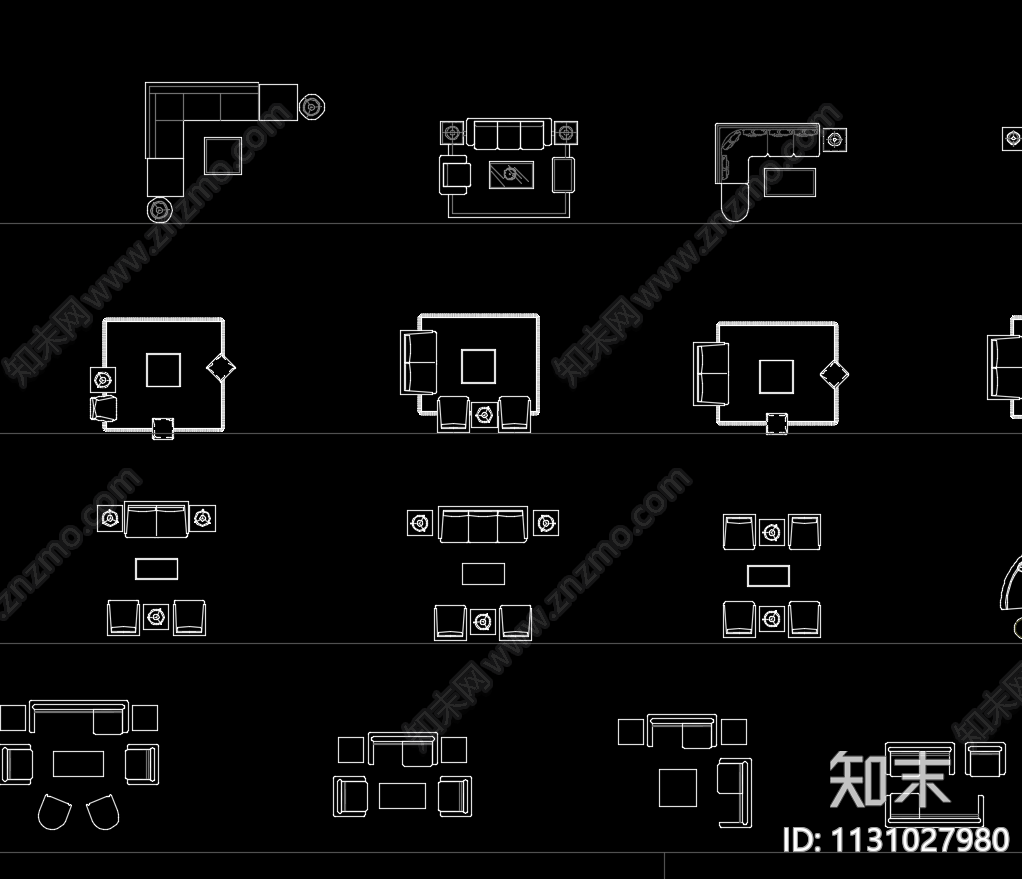 动态沙发桌椅cad施工图下载【ID:1131027980】