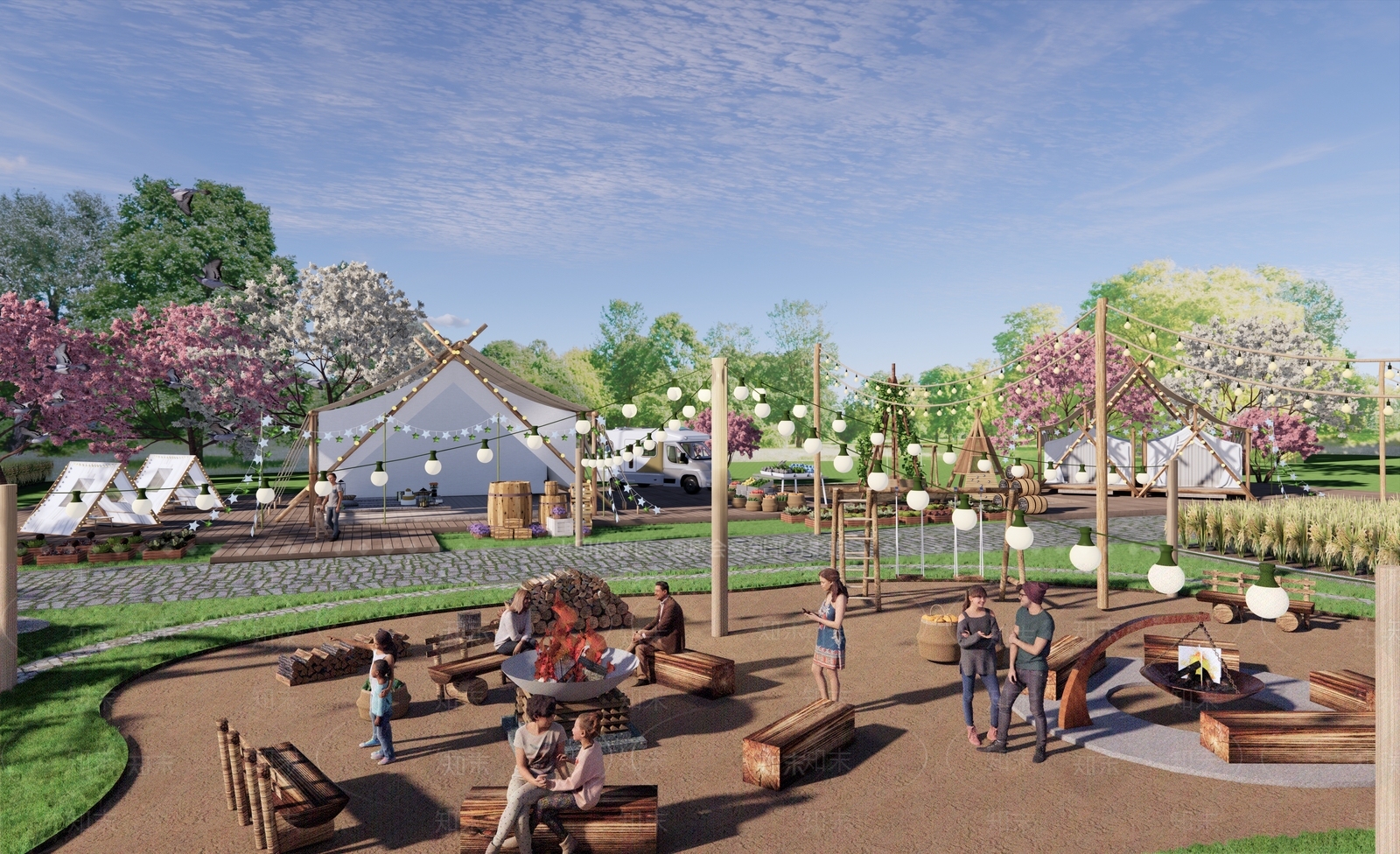 房车营地露营帐篷田园SU模型下载【ID:1131030705】