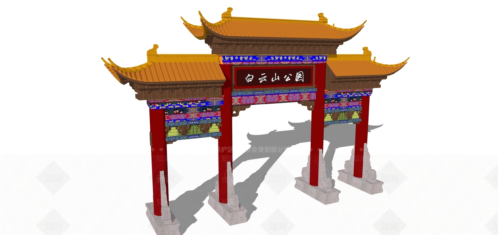 中式牌坊SU模型下载【ID:1131031678】