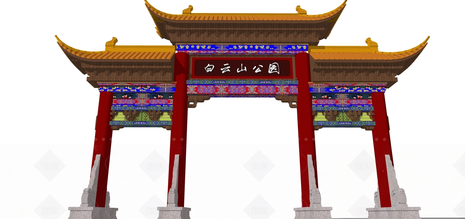 中式牌坊SU模型下载【ID:1131031678】