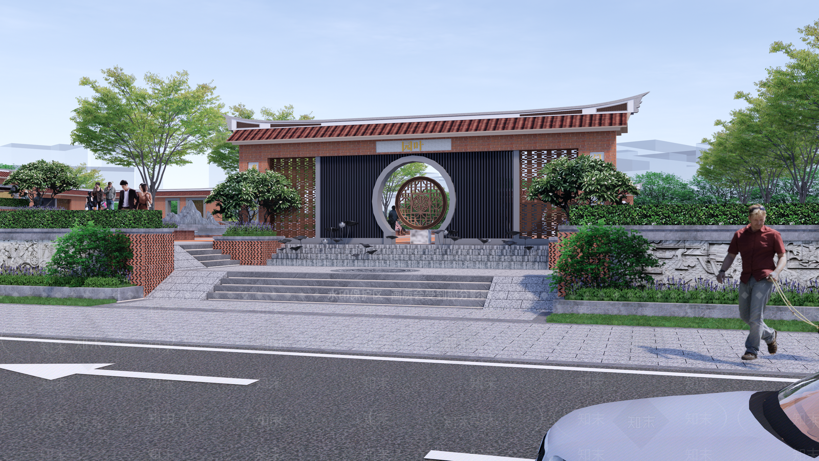 中式闽南乡村活动休闲广场SU模型下载【ID:1131032311】