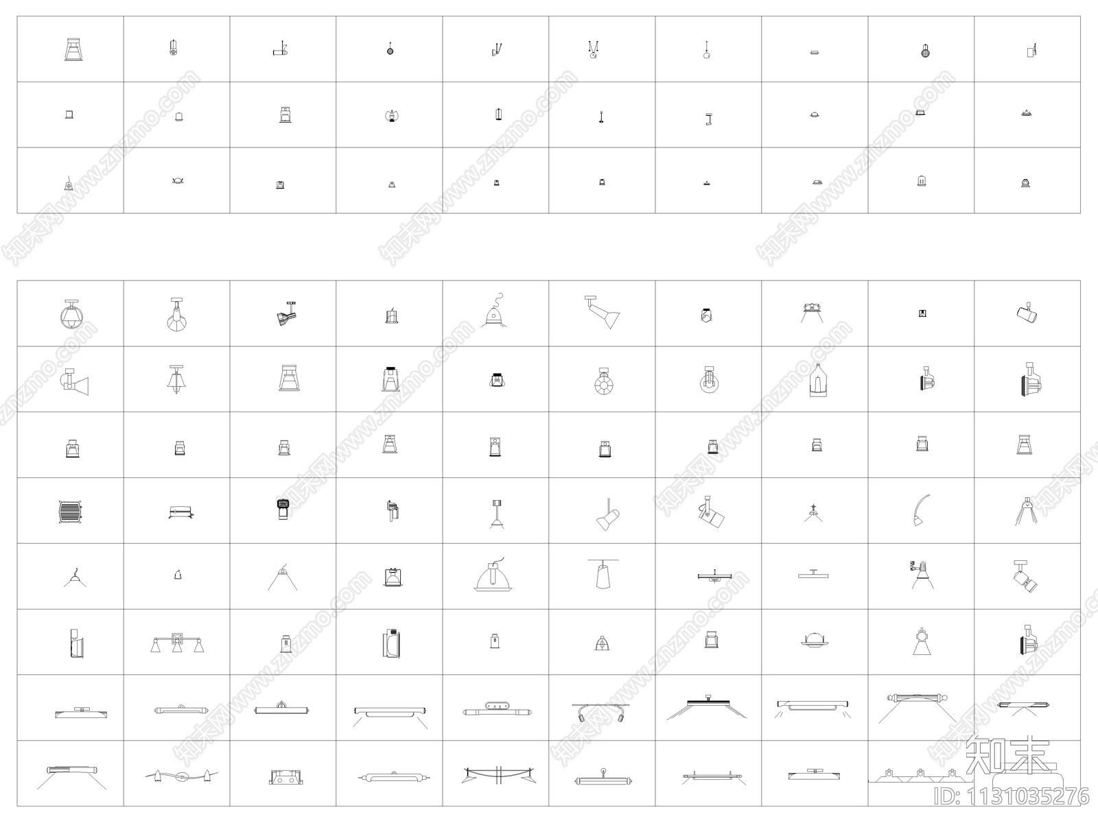 灯具cad施工图下载【ID:1131035276】