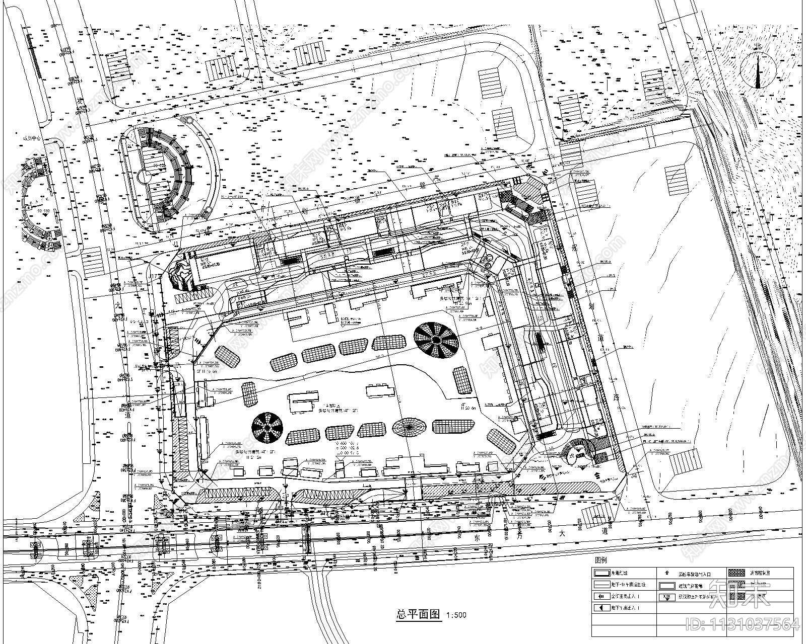 广场景观平面图cad施工图下载【ID:1131037564】