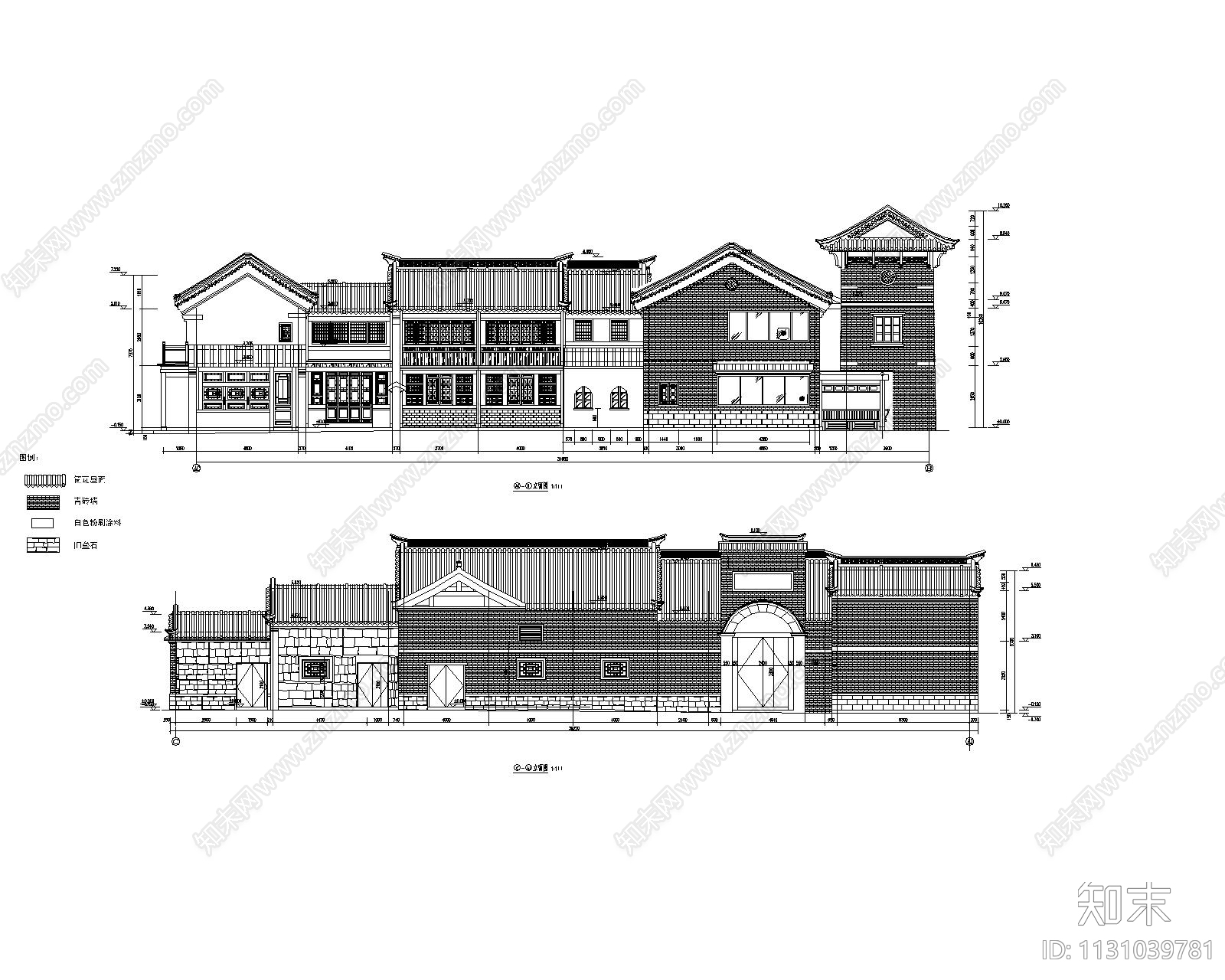 中式古建筑商业街cad施工图下载【ID:1131039781】