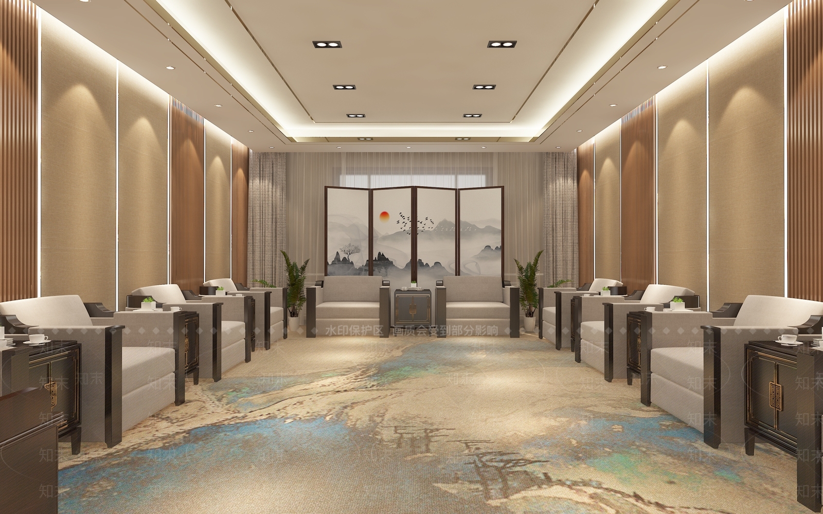 新中式会客厅3D模型下载【ID:1131039807】