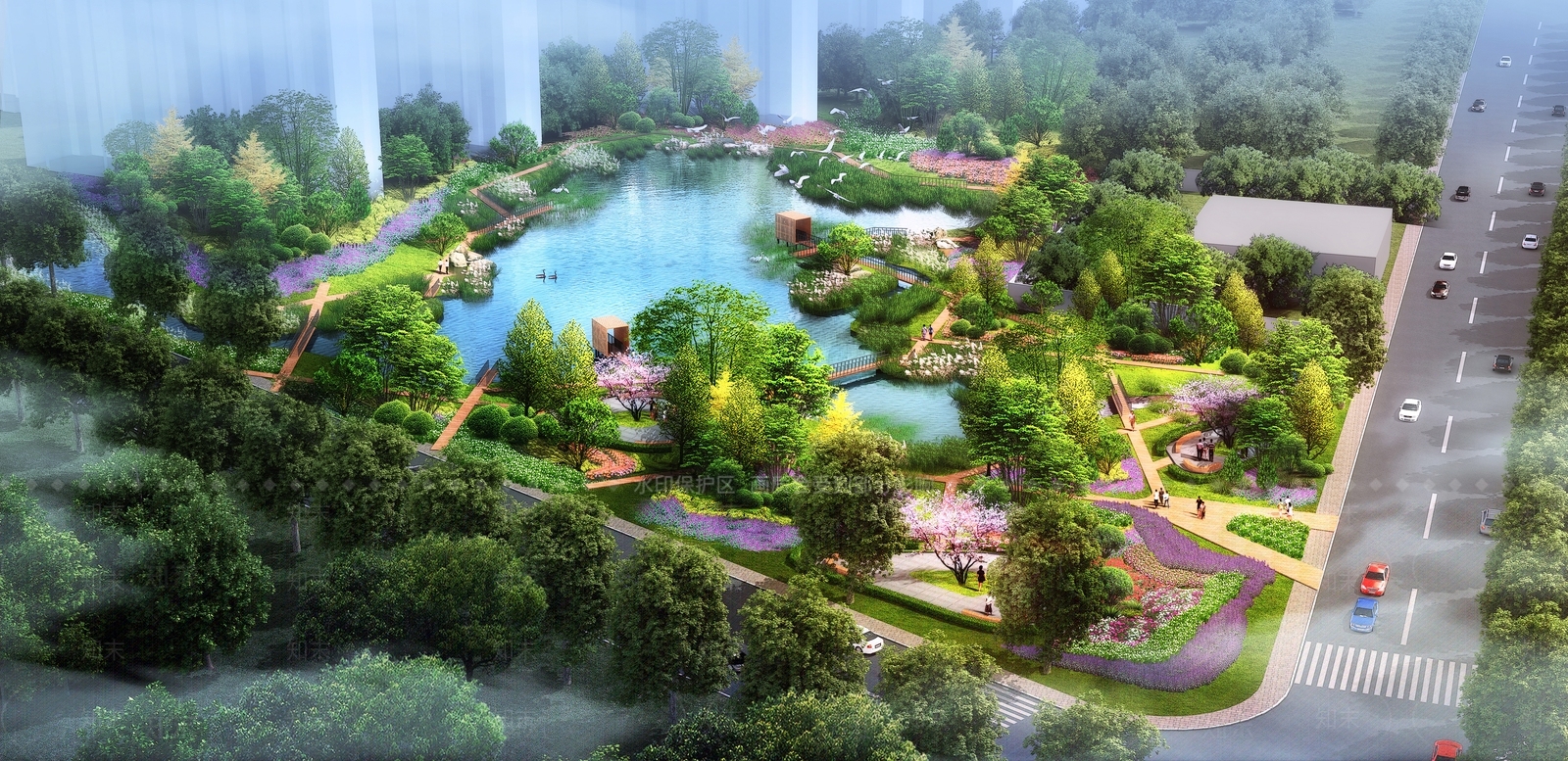 现代滨湖生态湿地公园景观3D模型下载【ID:1131041278】