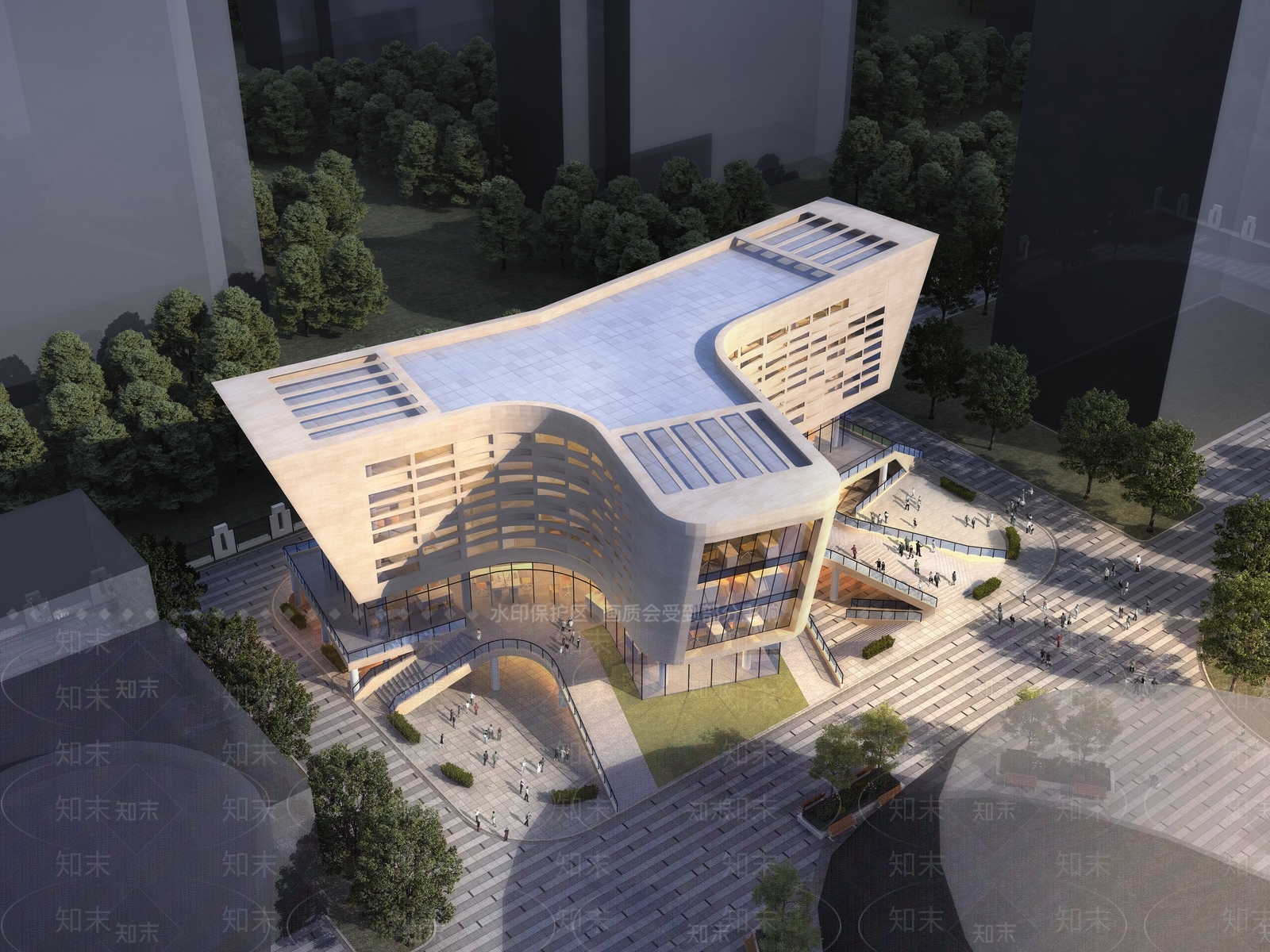 现代风格异形展览馆建筑SU模型下载【ID:1131041775】