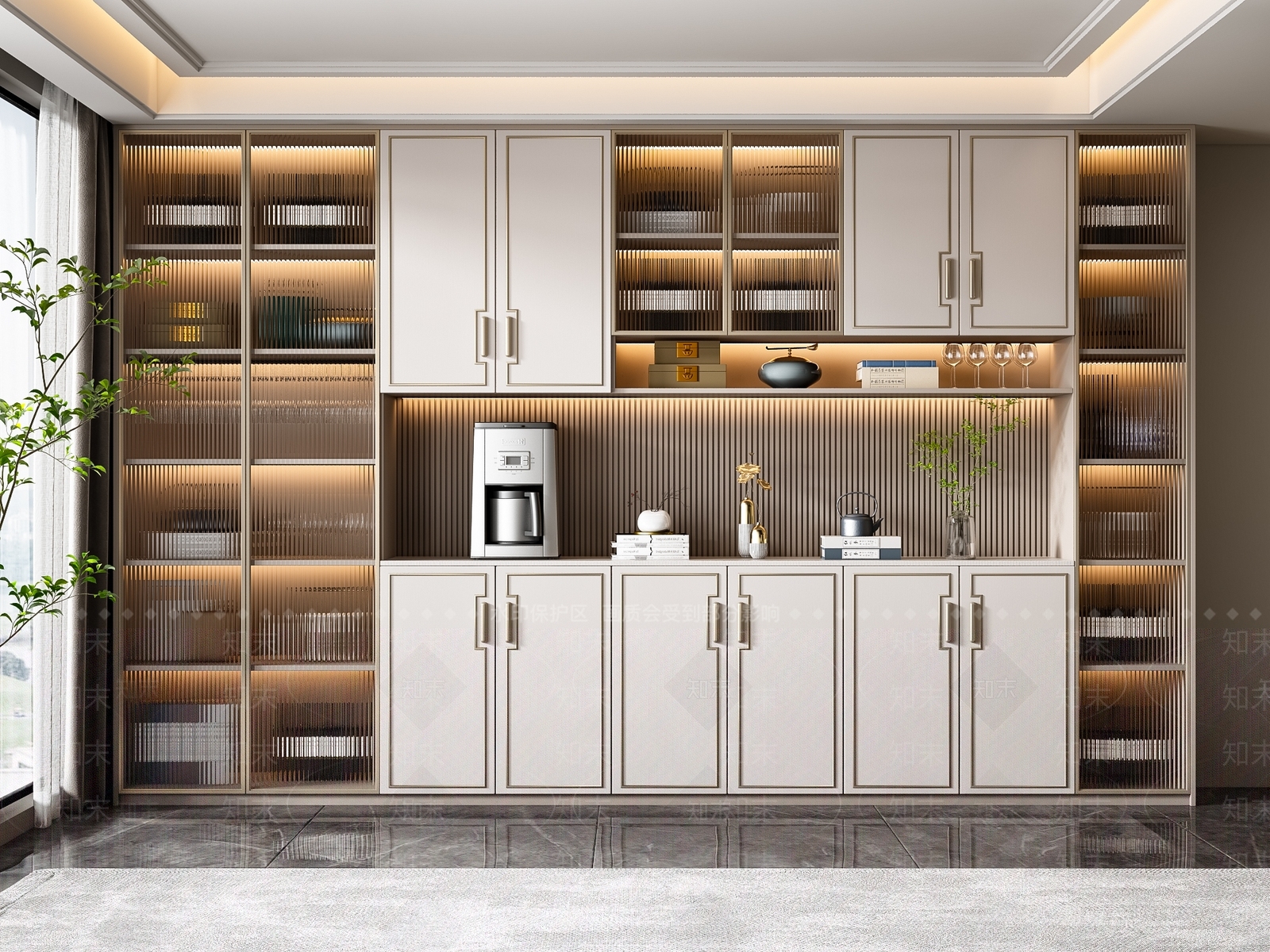 新中式酒柜组合3D模型下载【ID:1131042497】