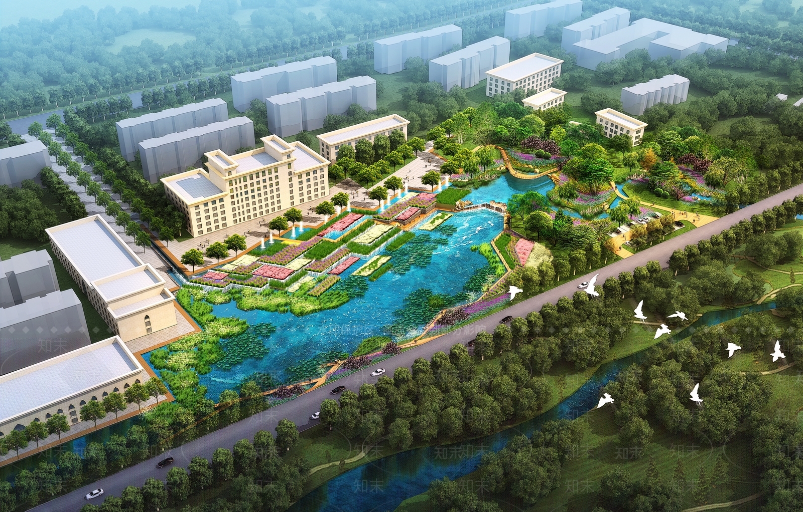 现代滨湖生态湿地公园3D模型下载【ID:1131045136】