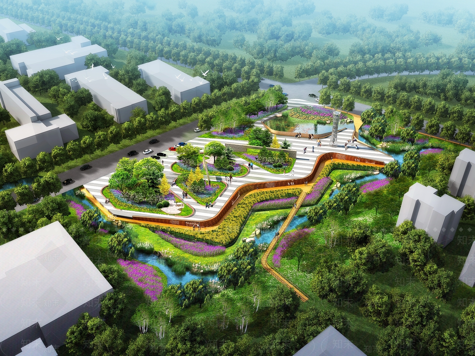 现代滨湖生态湿地公园景观3D模型下载【ID:1131047509】