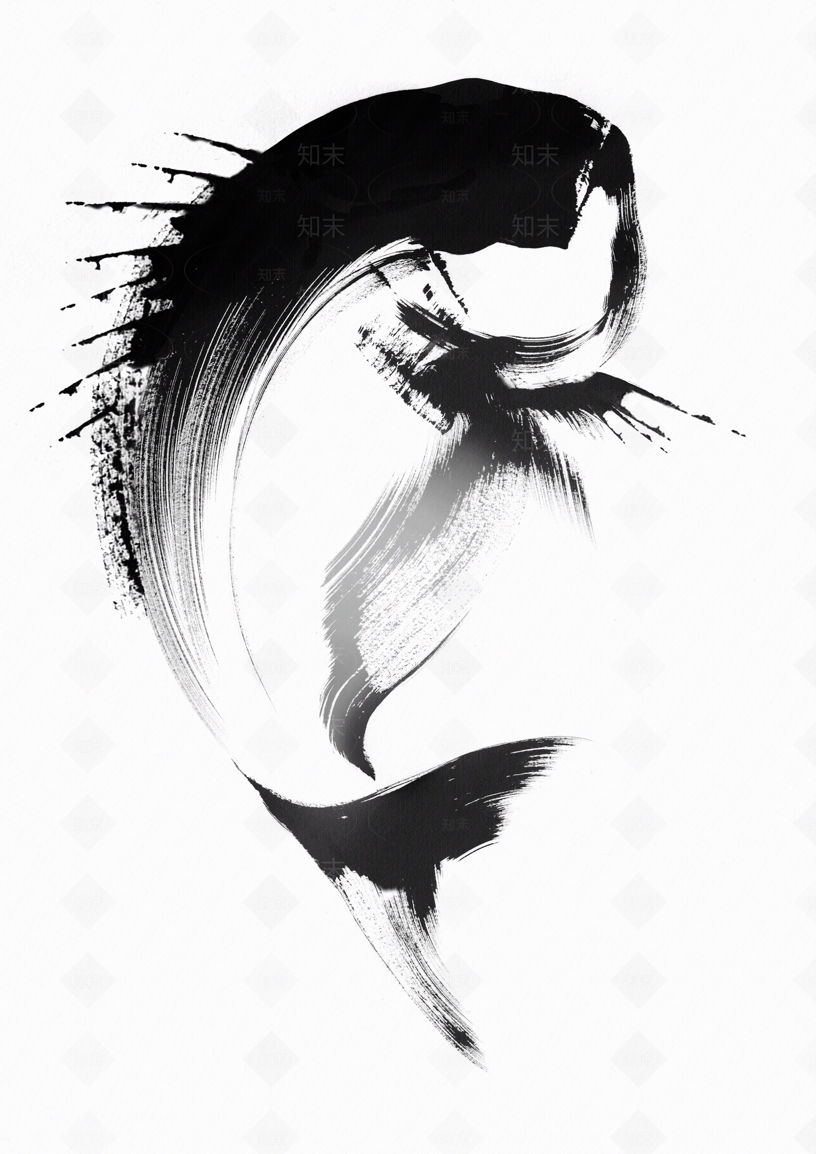 新中式抽象水墨装饰画贴图下载【ID:1131052156】