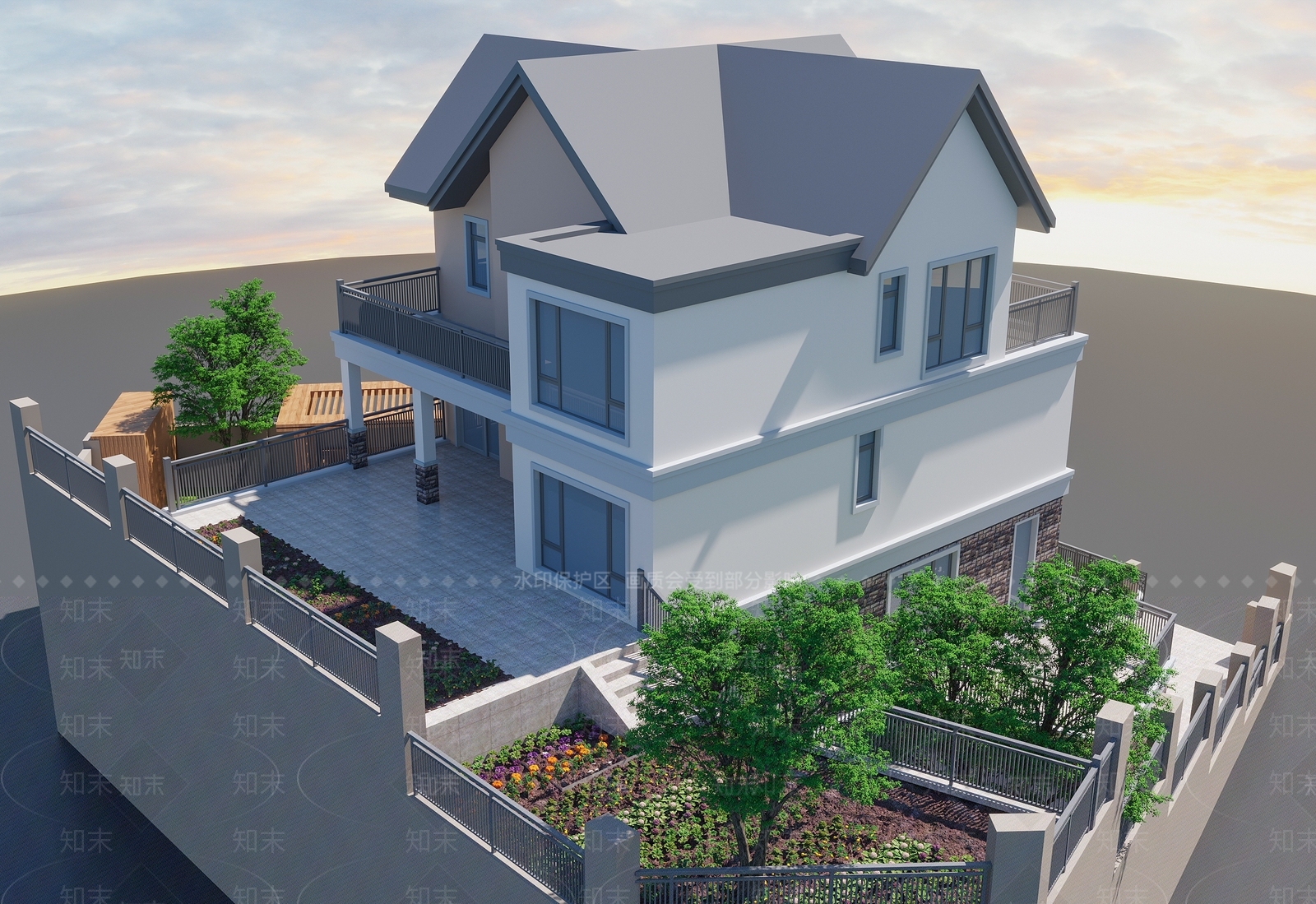 现代独栋别墅3D模型下载【ID:1131064119】