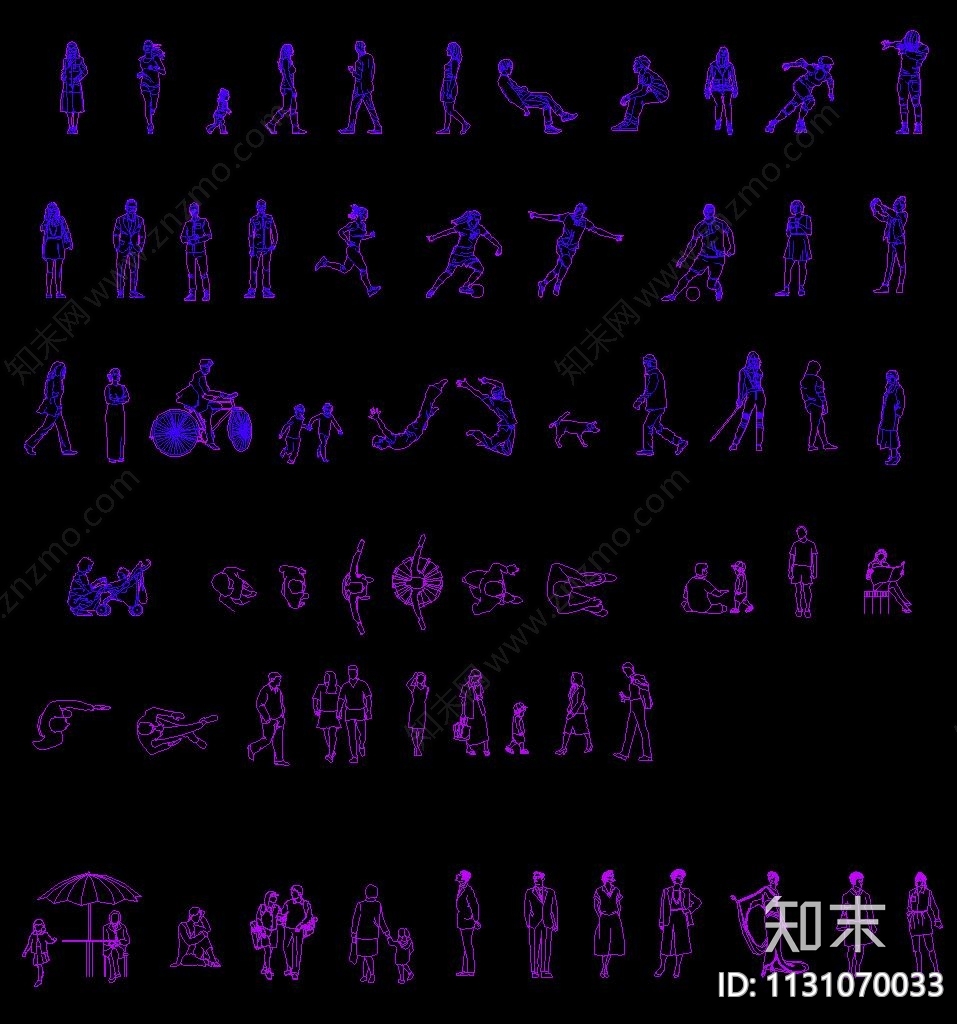 各类动态人物大全cad施工图下载【ID:1131070033】