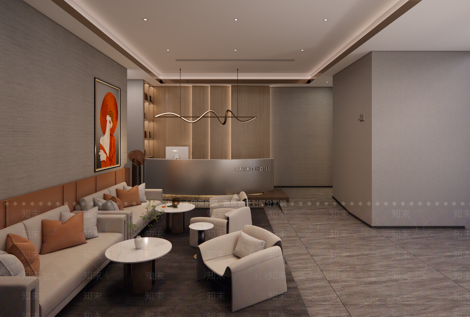 现代酒店大堂SU模型下载【ID:1131073897】