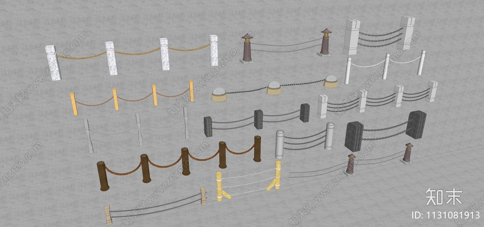 现代铁索绳索栏杆SU模型下载【ID:1131081913】
