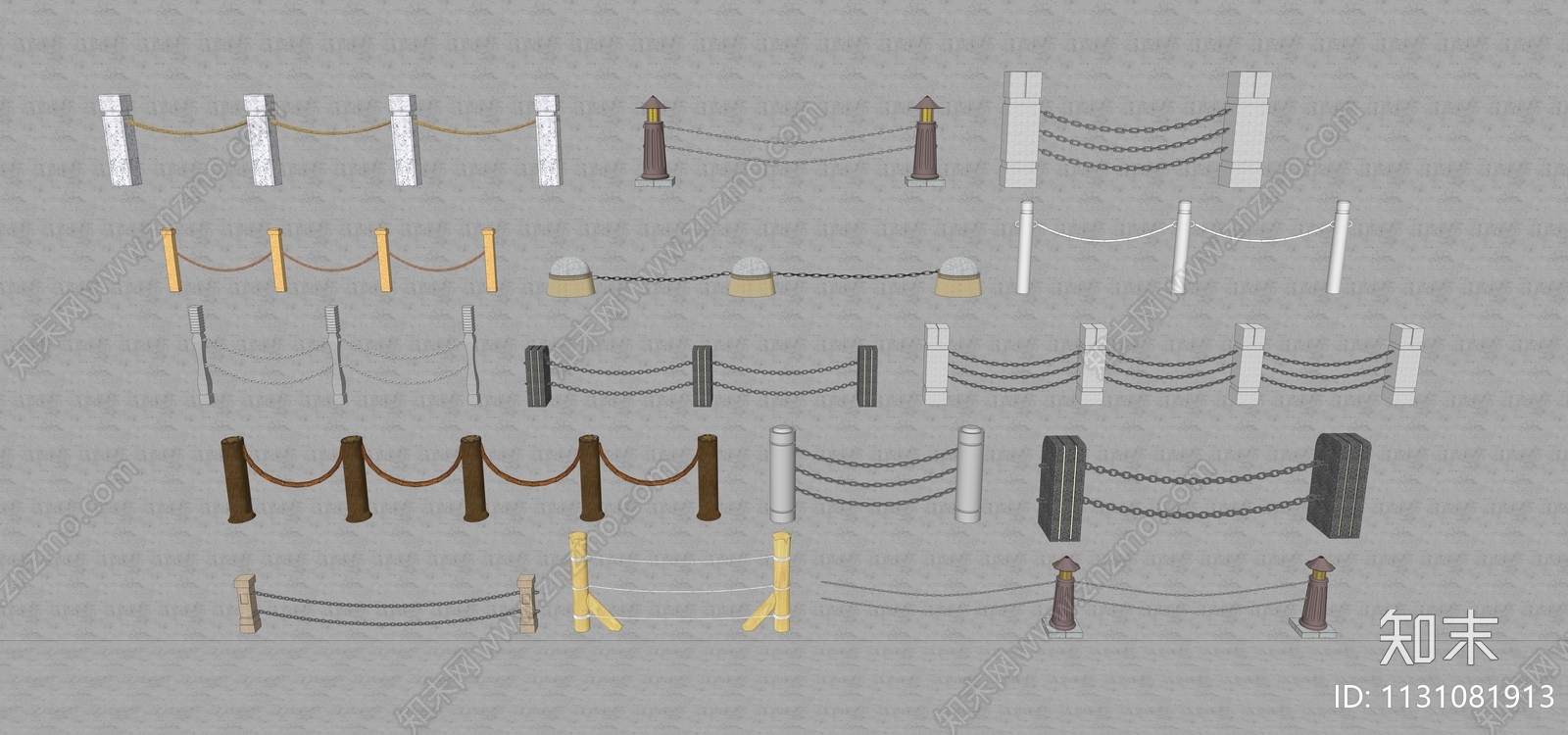 现代铁索绳索栏杆SU模型下载【ID:1131081913】