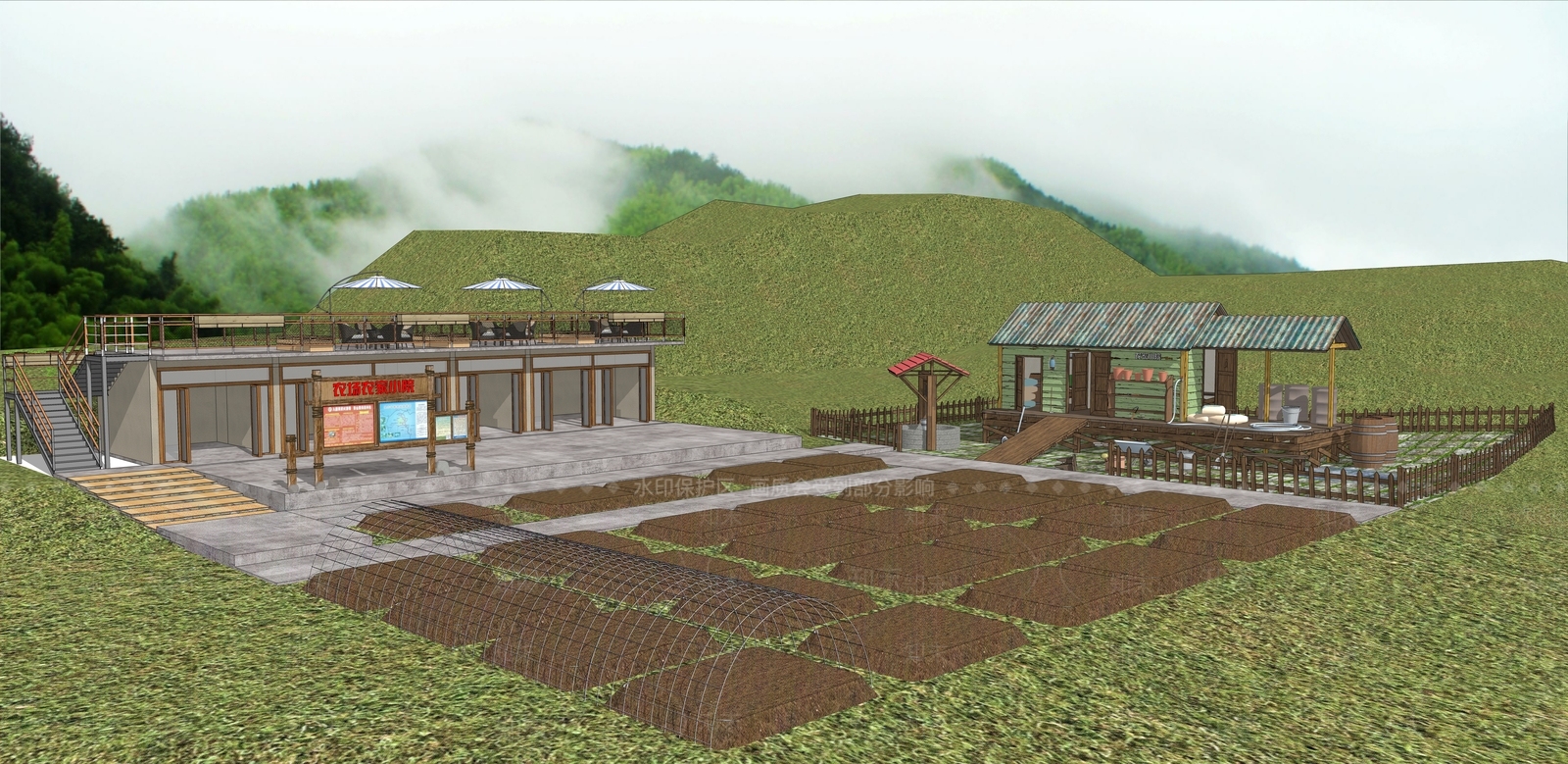 现代乡村庭院SU模型下载【ID:1131085926】