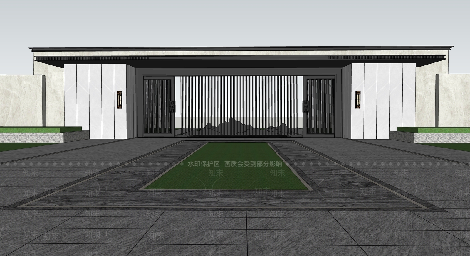 现代入口大门SU模型下载【ID:1131089028】