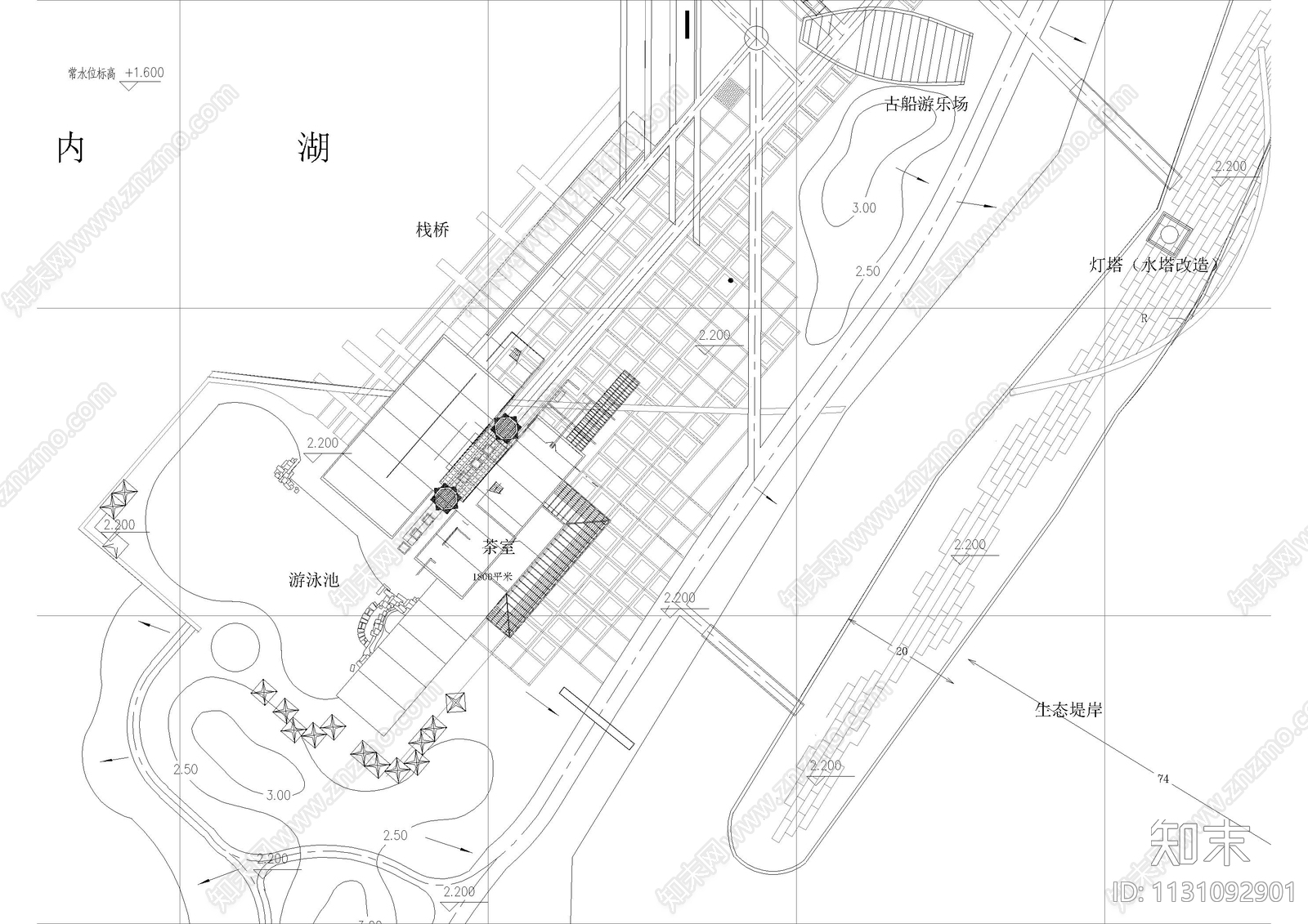 湿地公园景观平面图cad施工图下载【ID:1131092901】