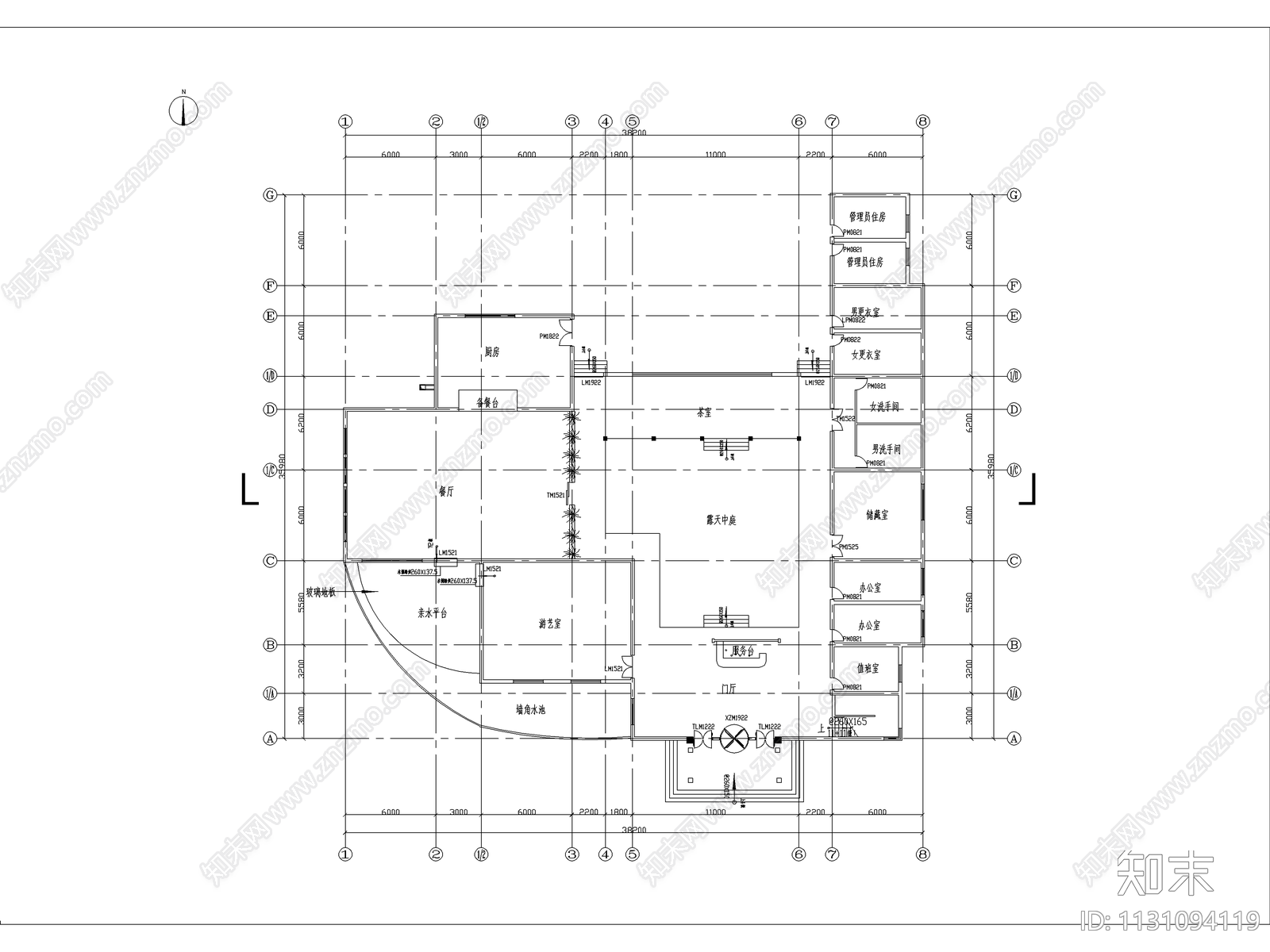 二层山地小型娱乐活动中心建筑cad施工图下载【ID:1131094119】