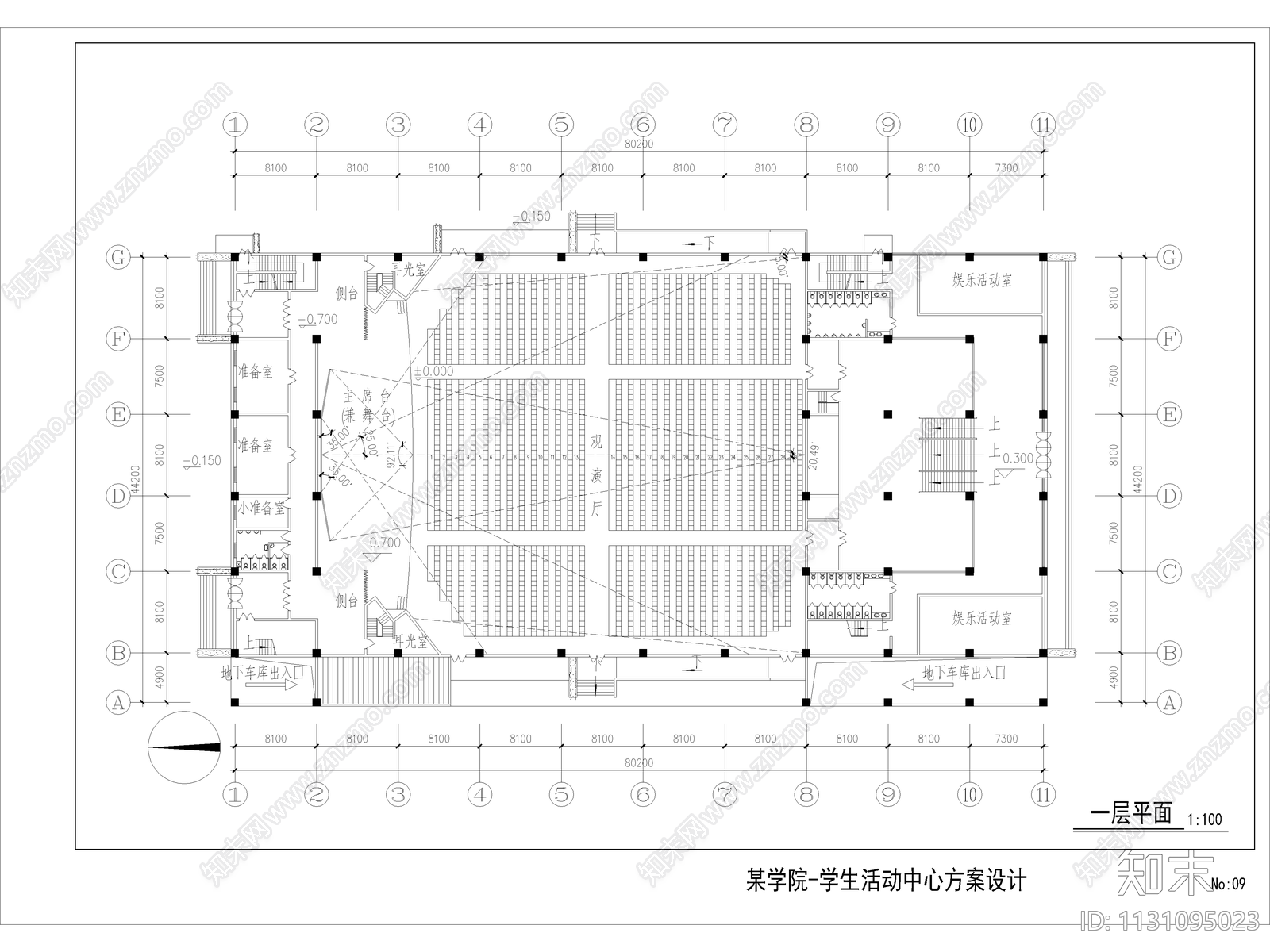 某学院四层学生活动中心建筑cad施工图下载【ID:1131095023】