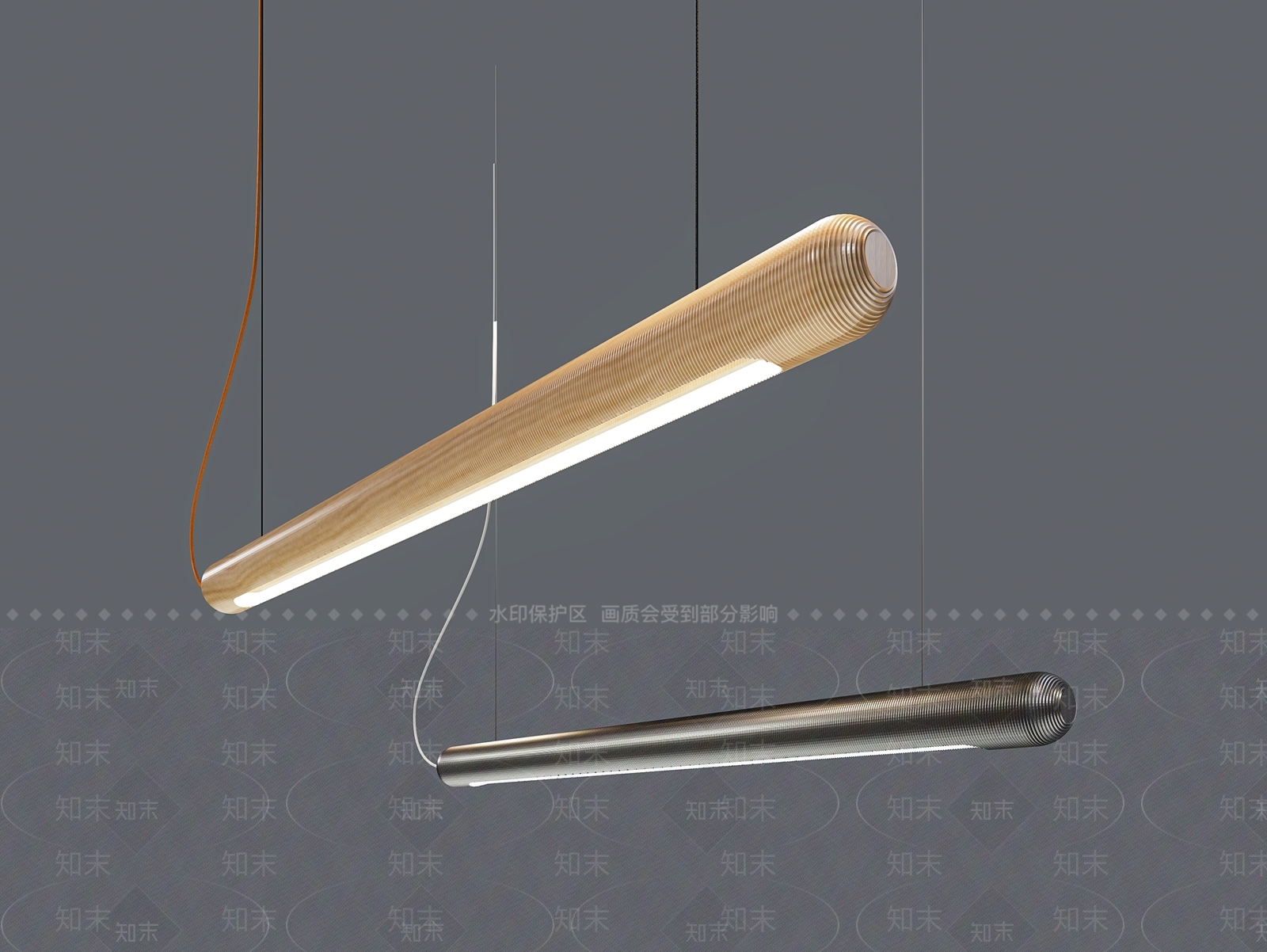 现代办公室长条吊灯3D模型下载【ID:1131100270】