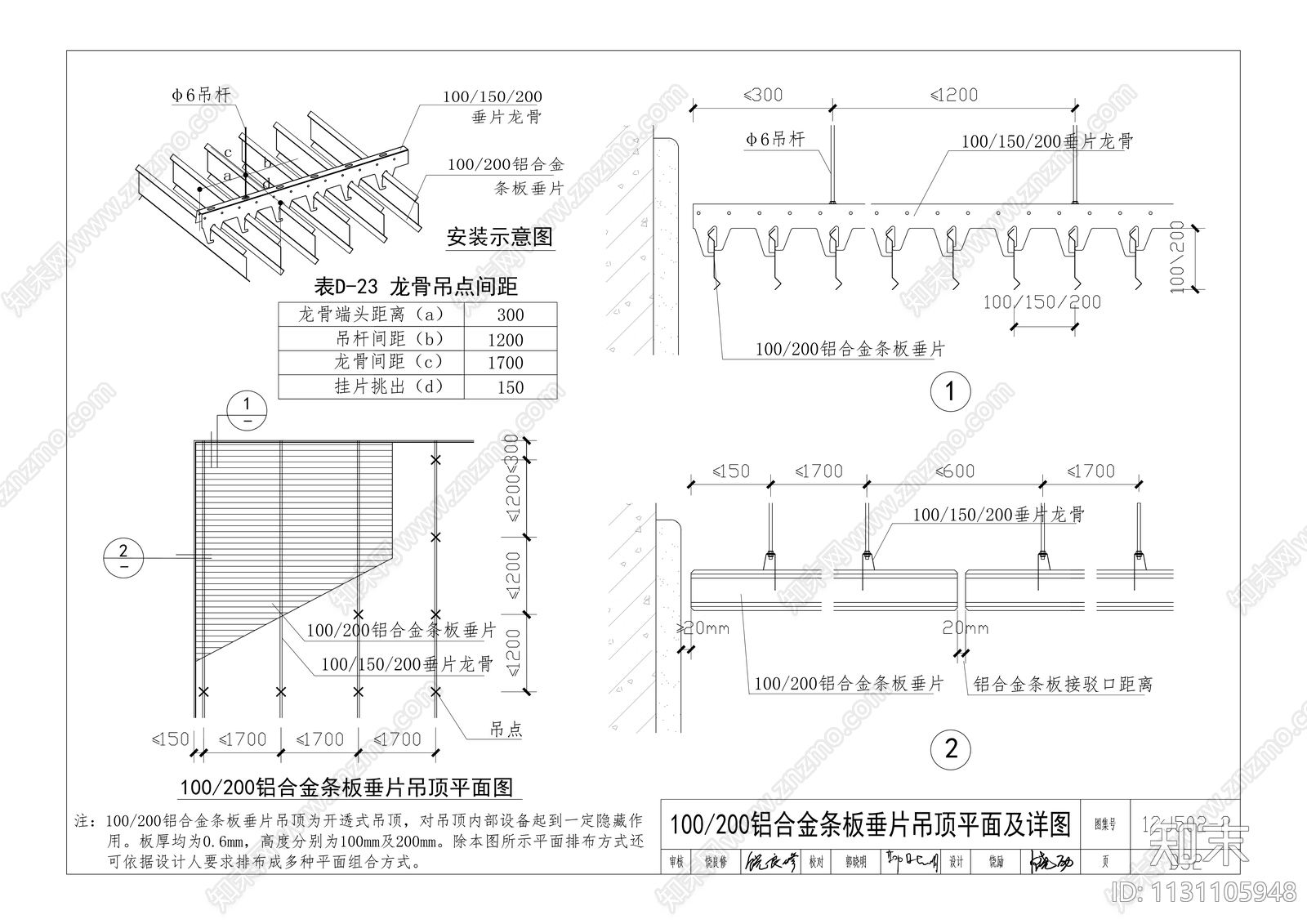 吊顶节点cad施工图下载【ID:1131105948】