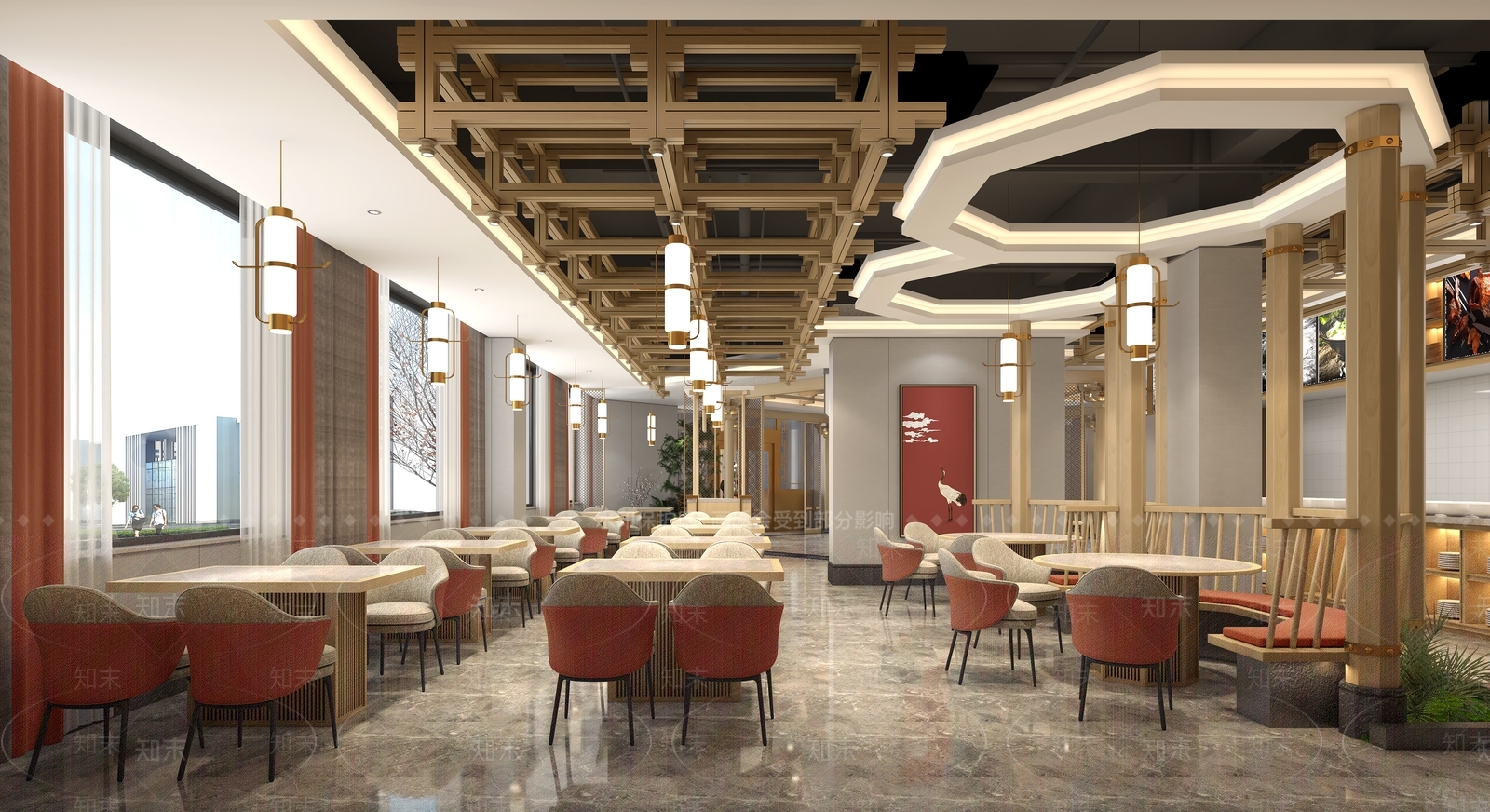 新中式自助餐厅3D模型下载【ID:1131112255】
