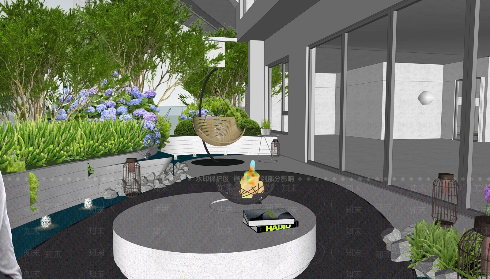 现代别墅阳台SU模型下载【ID:1131113082】