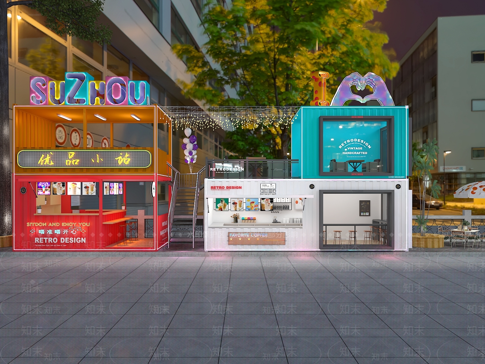 现代集装箱奶茶店3D模型下载【ID:1131118846】