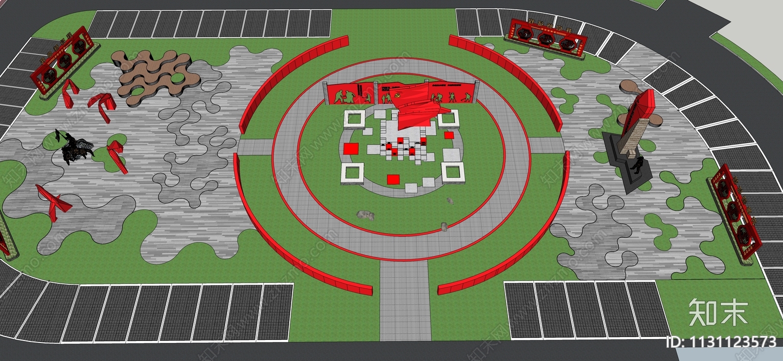 现代文化主题广场景观SU模型下载【ID:1131123573】
