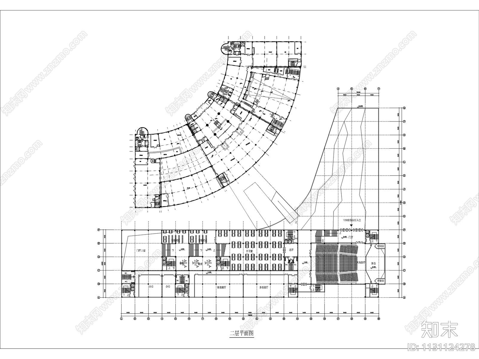 首都图书馆建筑cad施工图下载【ID:1131124278】