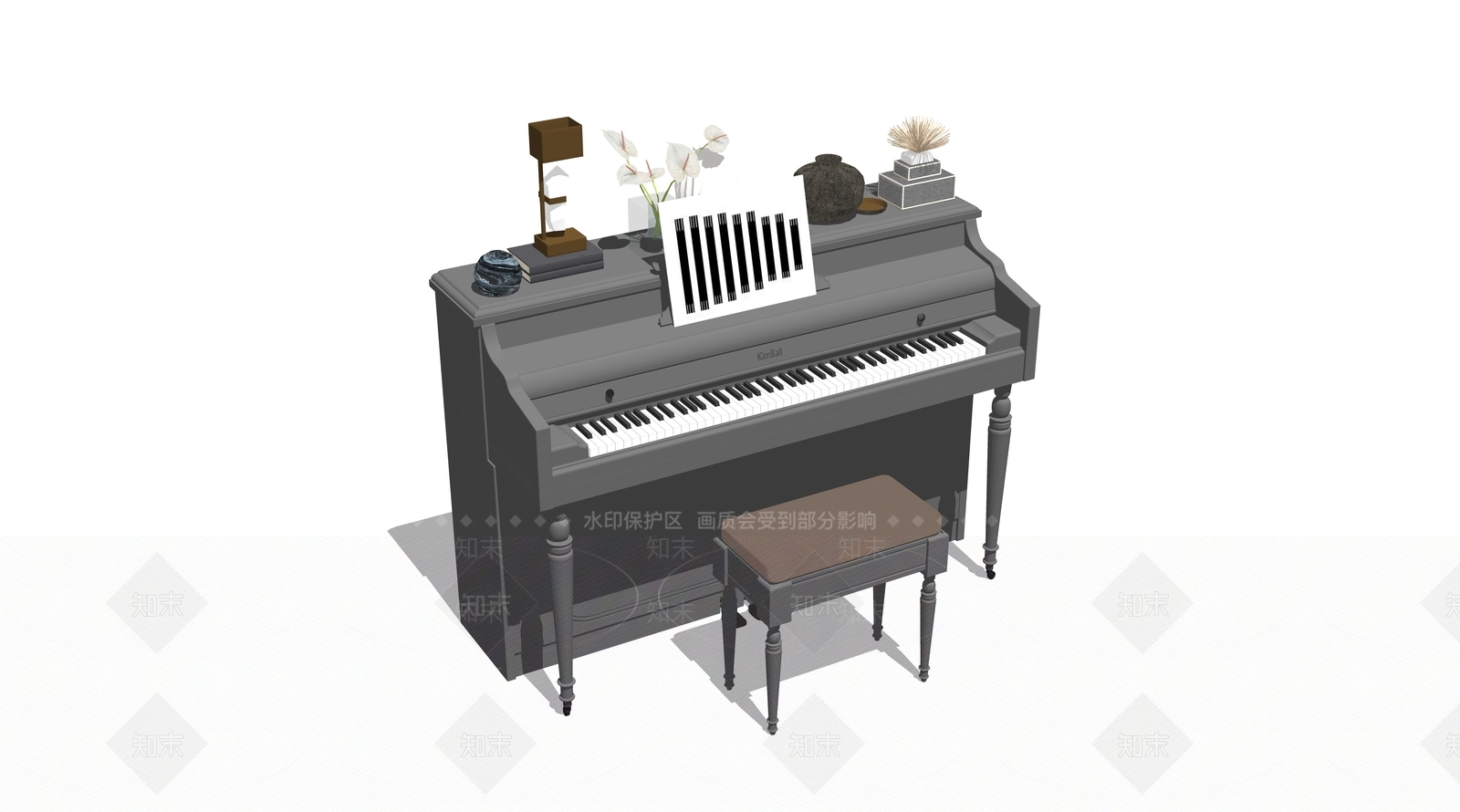 现代简约钢琴SU模型下载【ID:1131126266】