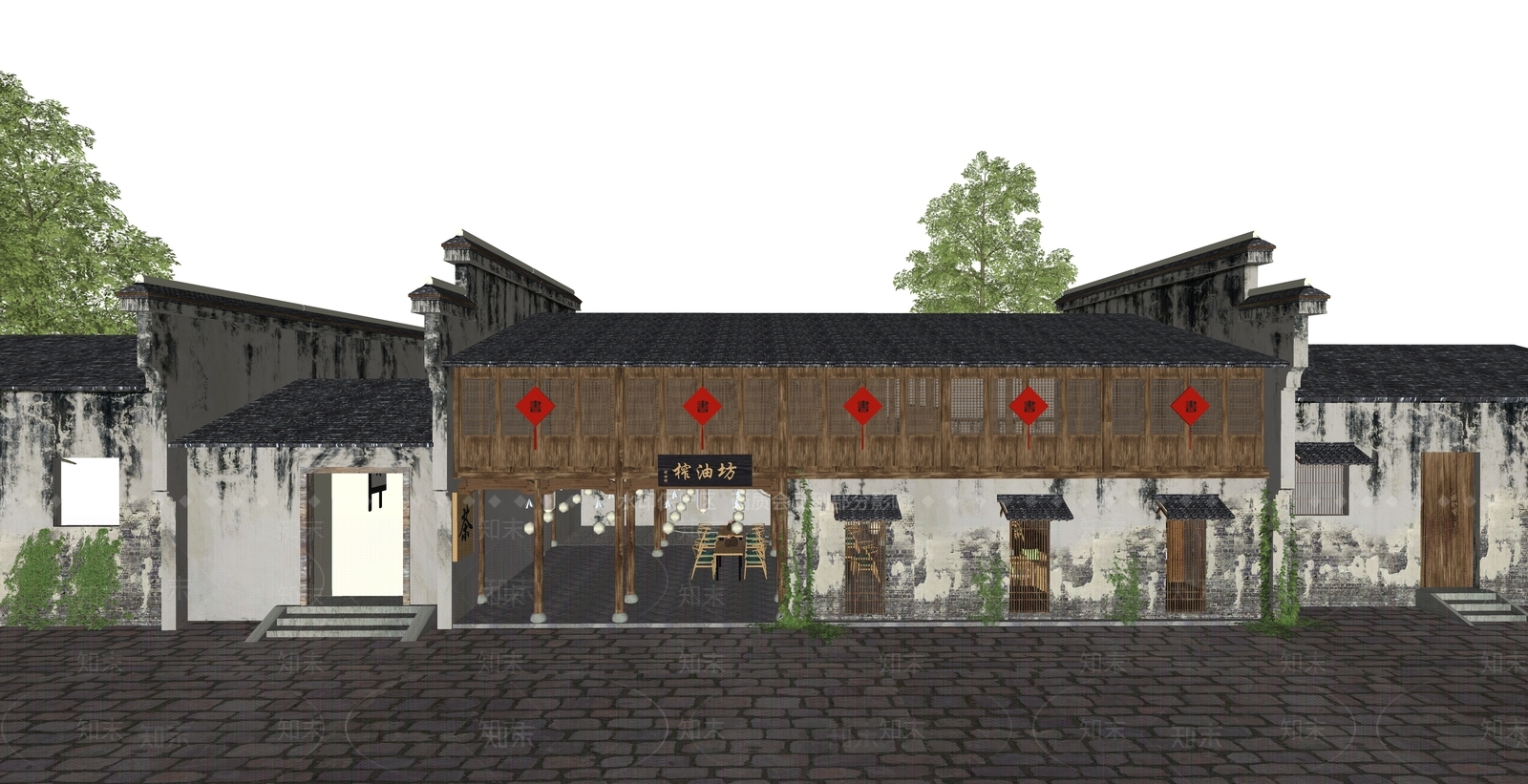 中式茶馆SU模型下载【ID:1131137386】