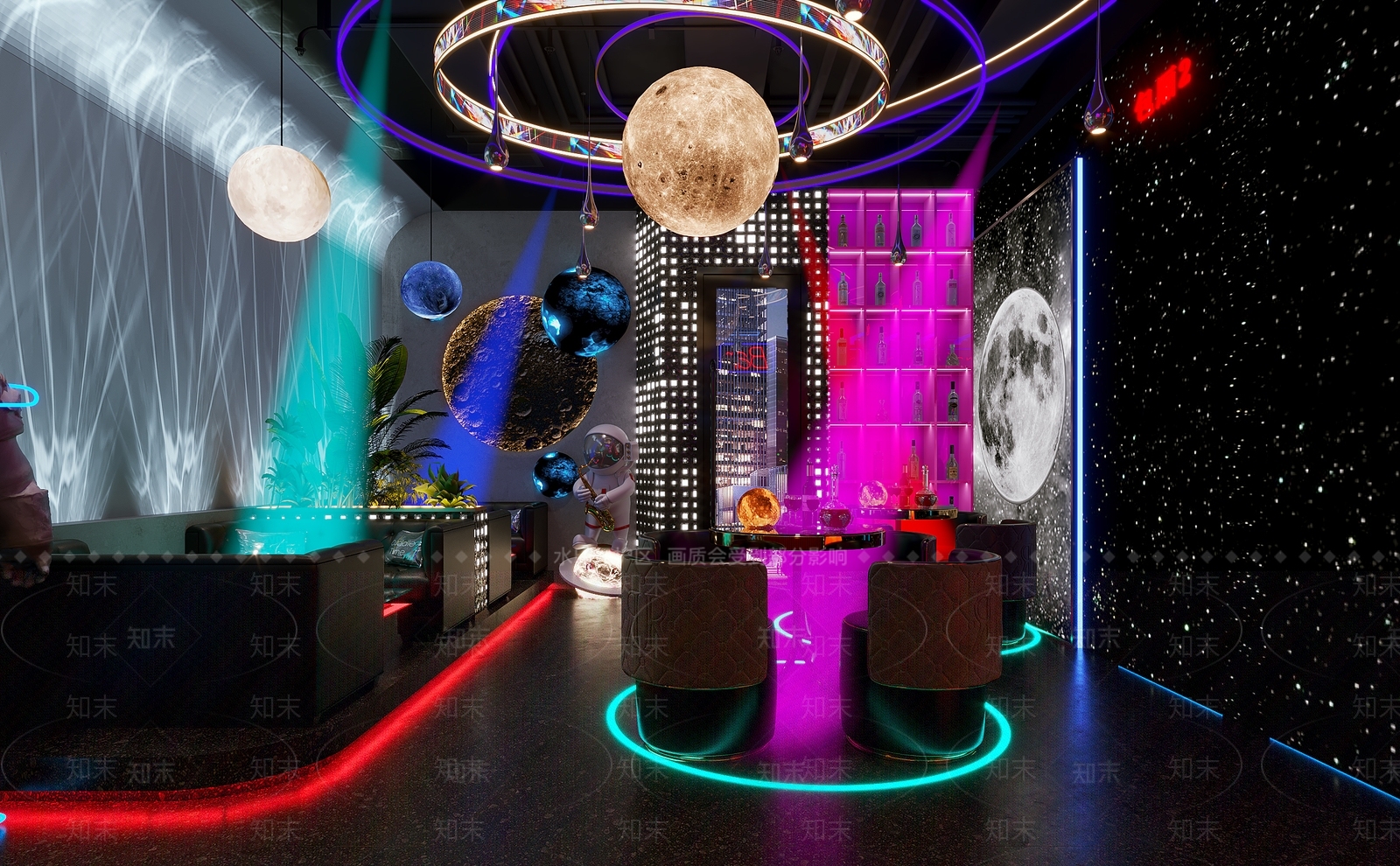 现代赛博朋克风酒吧3D模型下载【ID:1131137505】