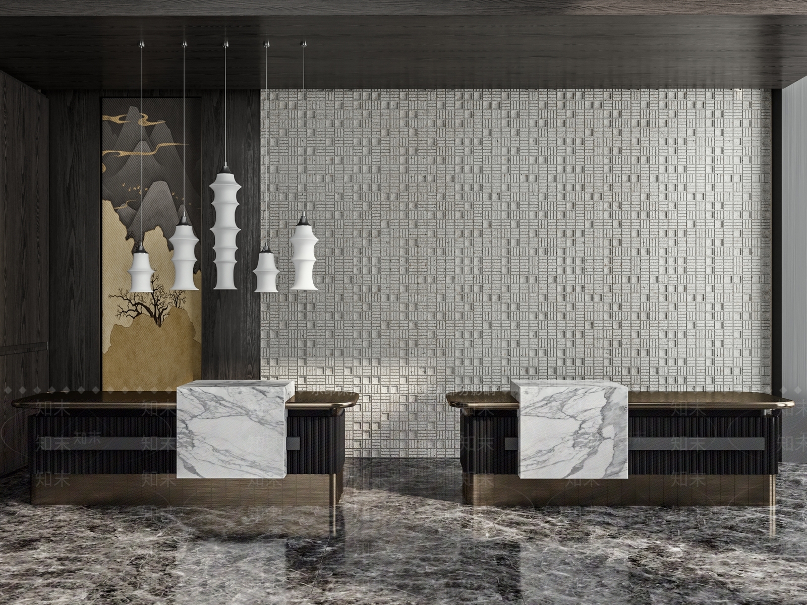 新中式酒店接待台3D模型下载【ID:1131137888】