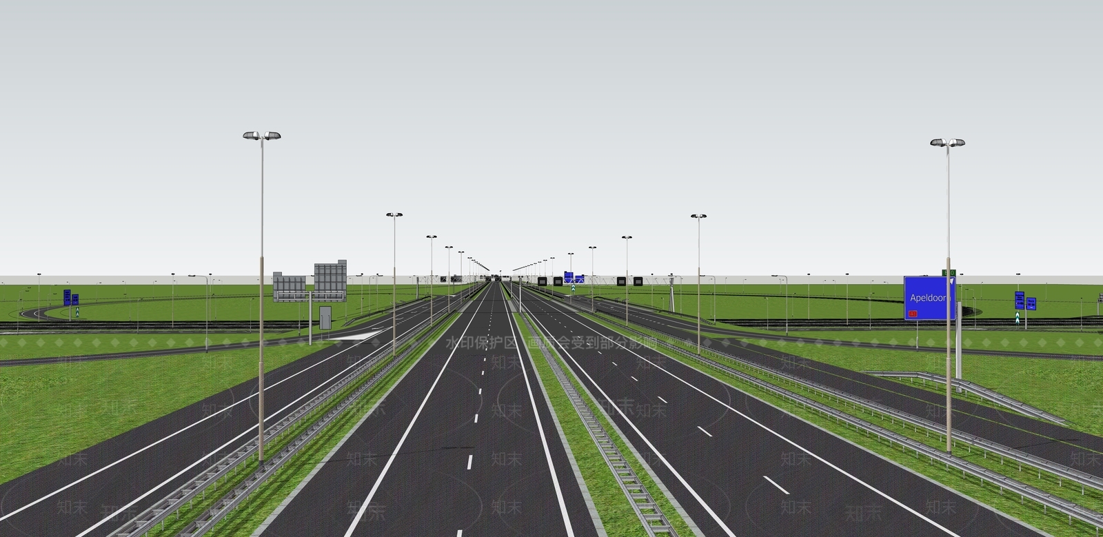 现代高速公路SU模型下载【ID:1131138566】