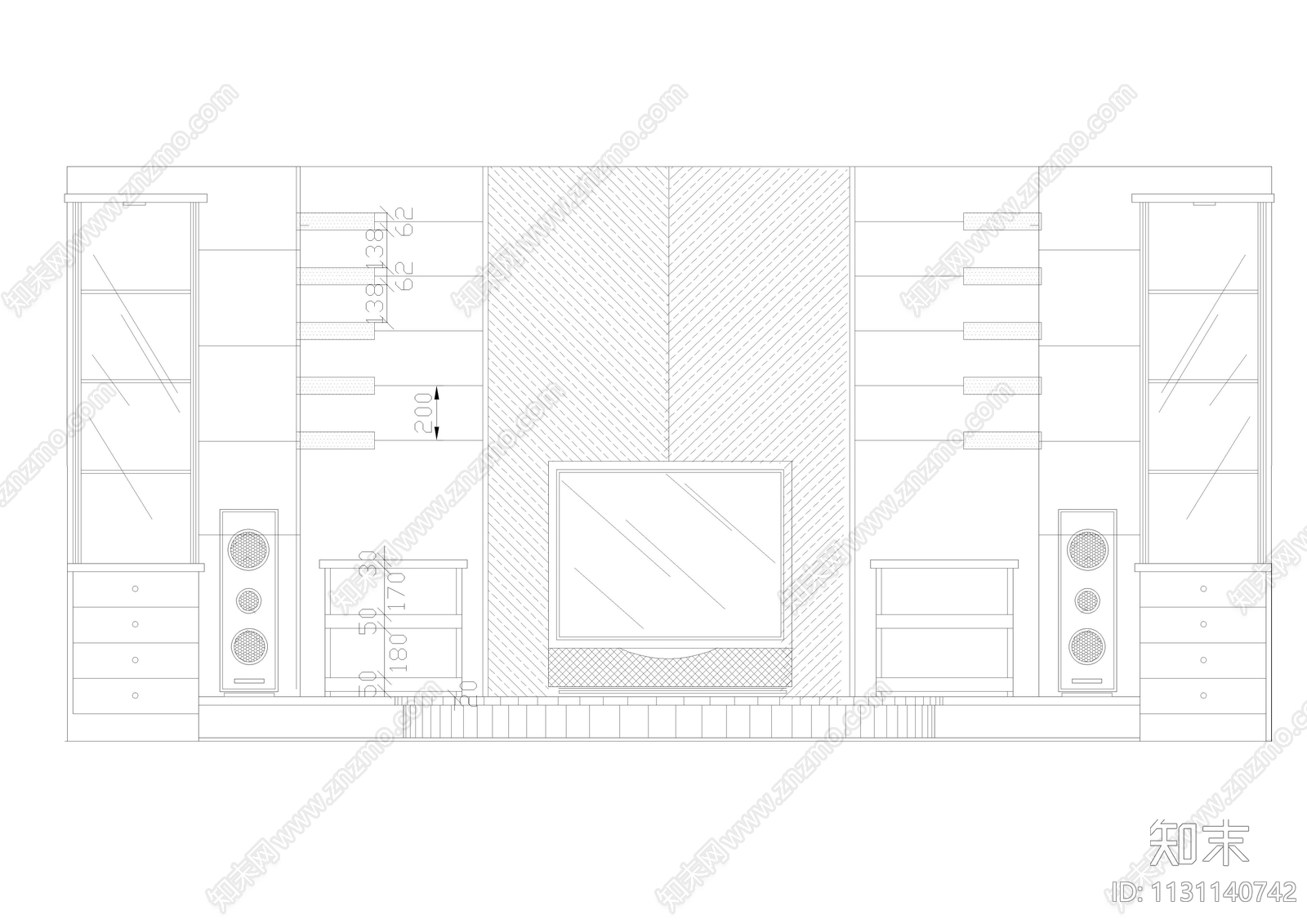 电视柜cad施工图下载【ID:1131140742】