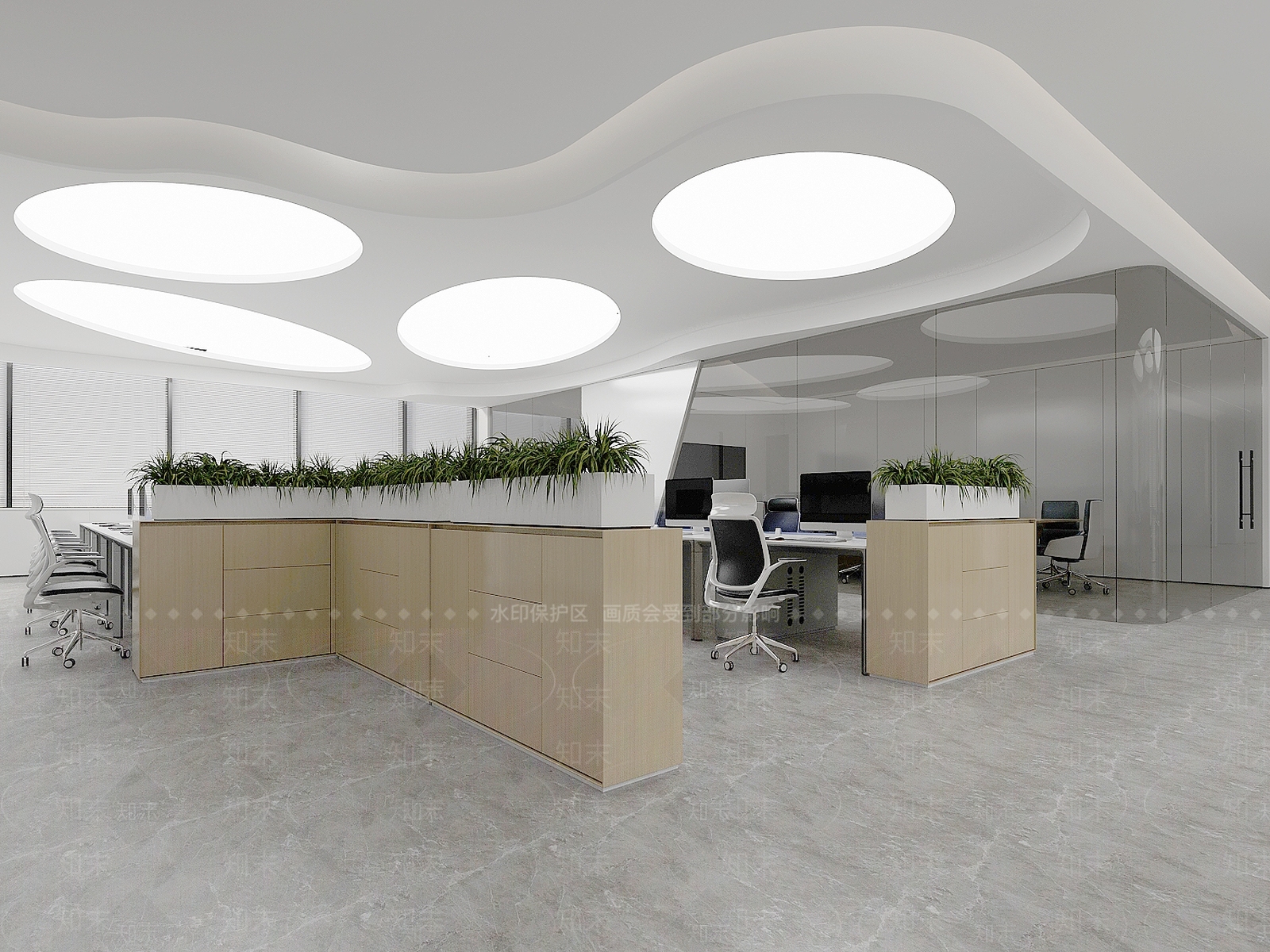 现代公共办公区3D模型下载【ID:1131142627】_知末3d模型网