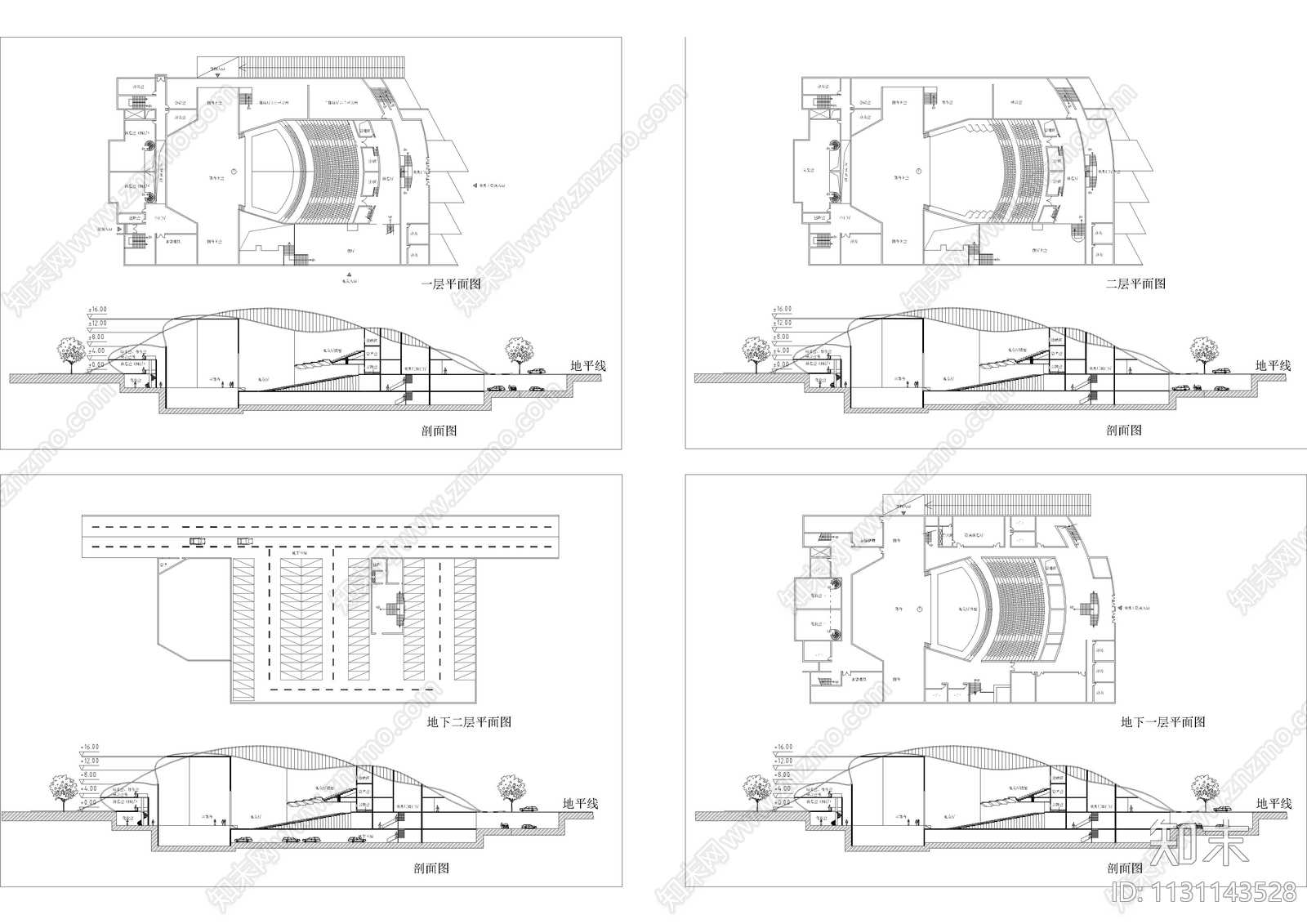 电影院建筑设计方案图cad施工图下载【ID:1131143528】