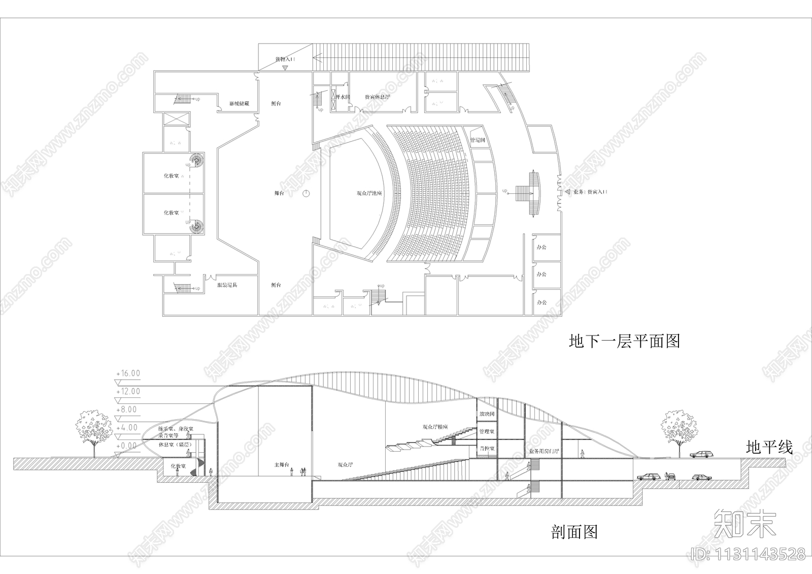 电影院建筑设计方案图cad施工图下载【ID:1131143528】