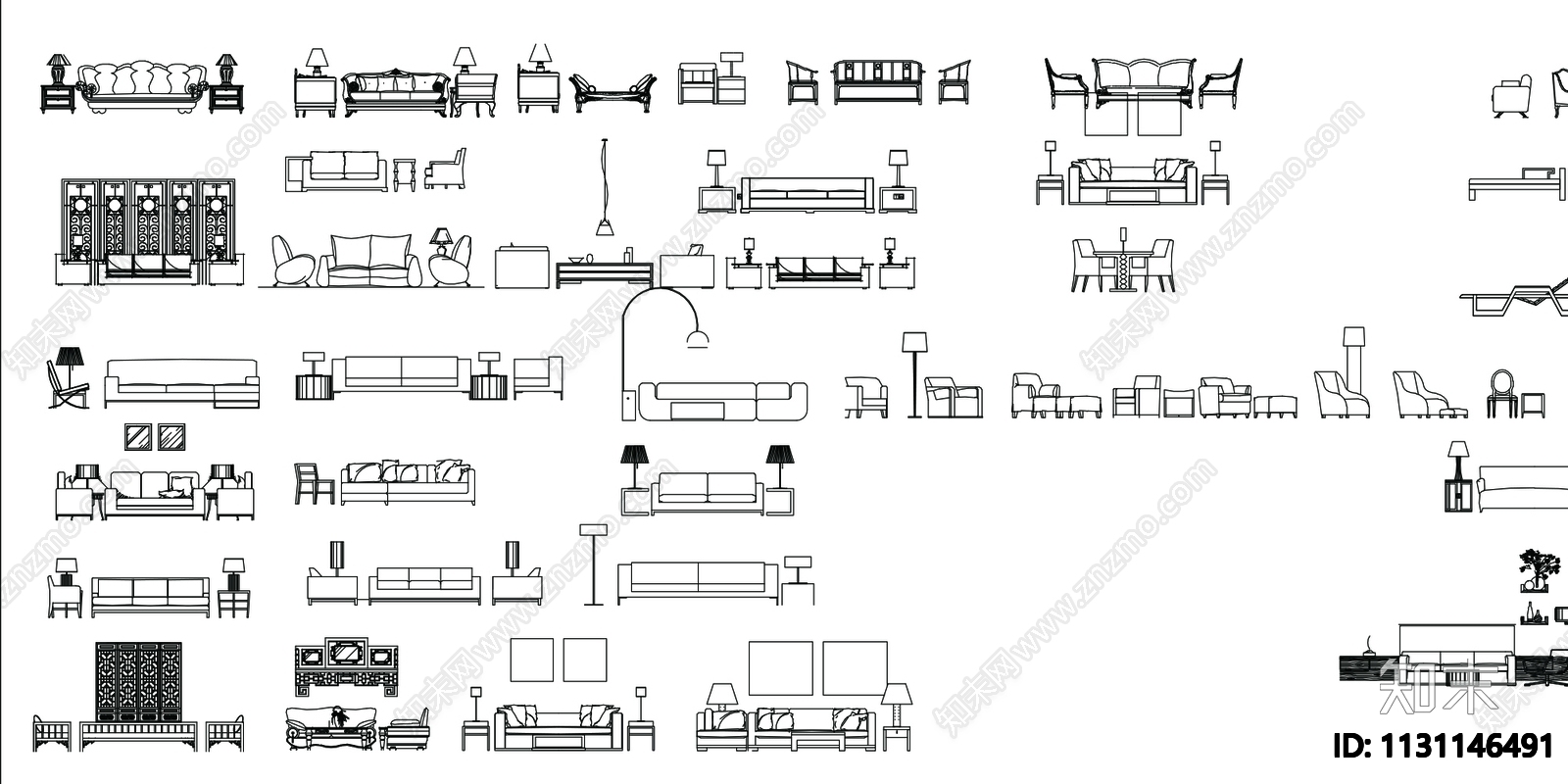 立面沙发家具施工图下载【ID:1131146491】