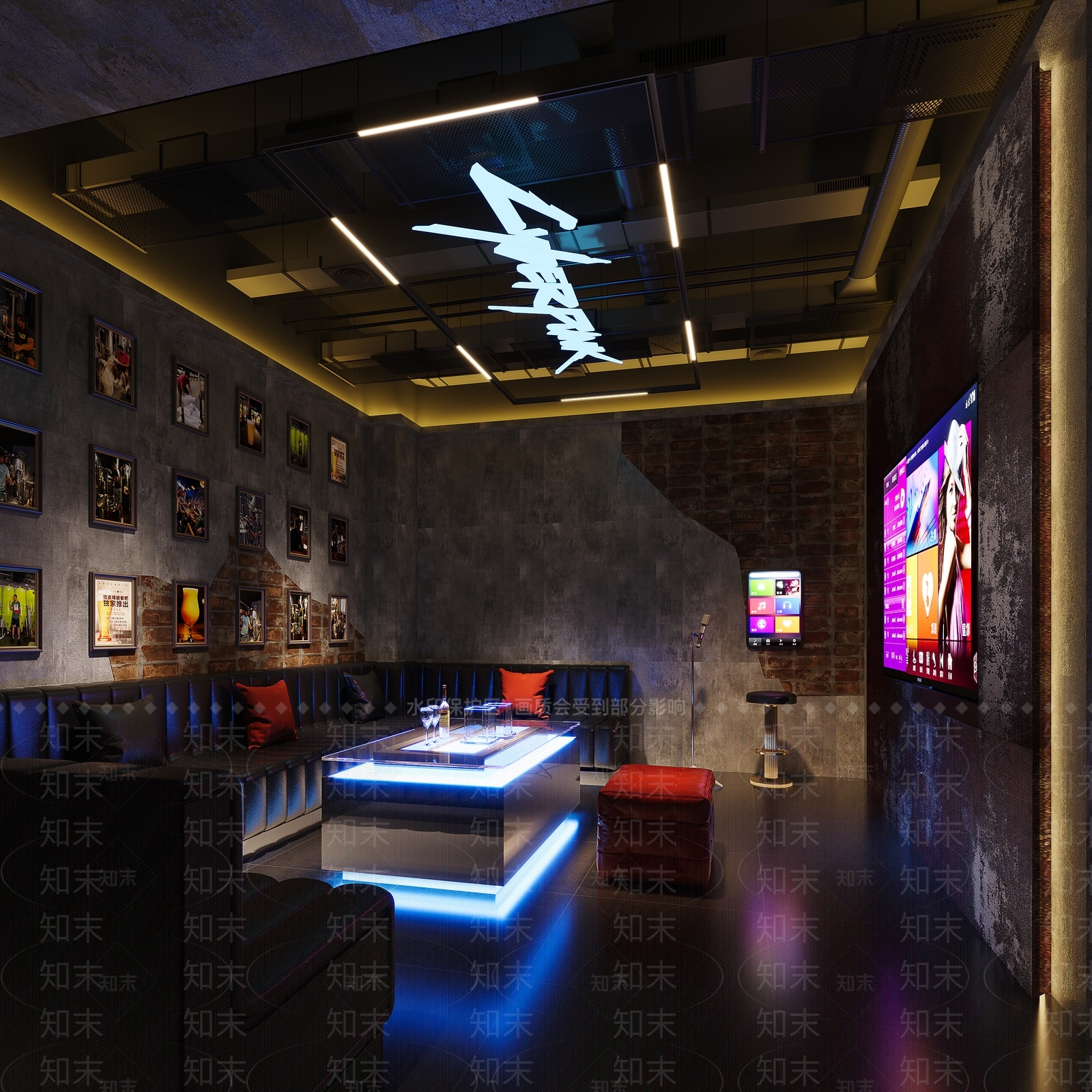 工业风KTV包间3D模型下载【ID:1131157712】