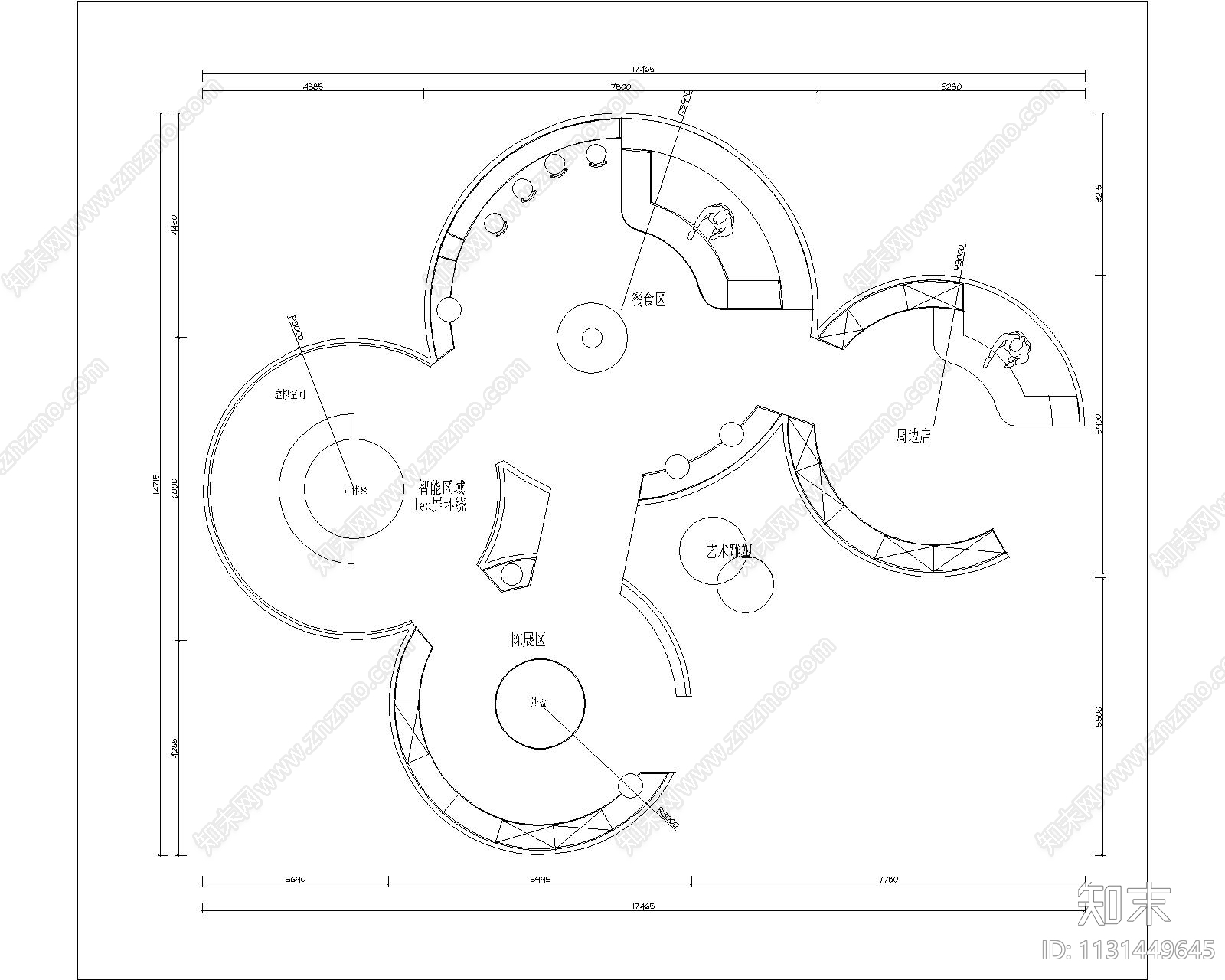 四个创意快闪店平面方案施工图下载【ID:1131449645】