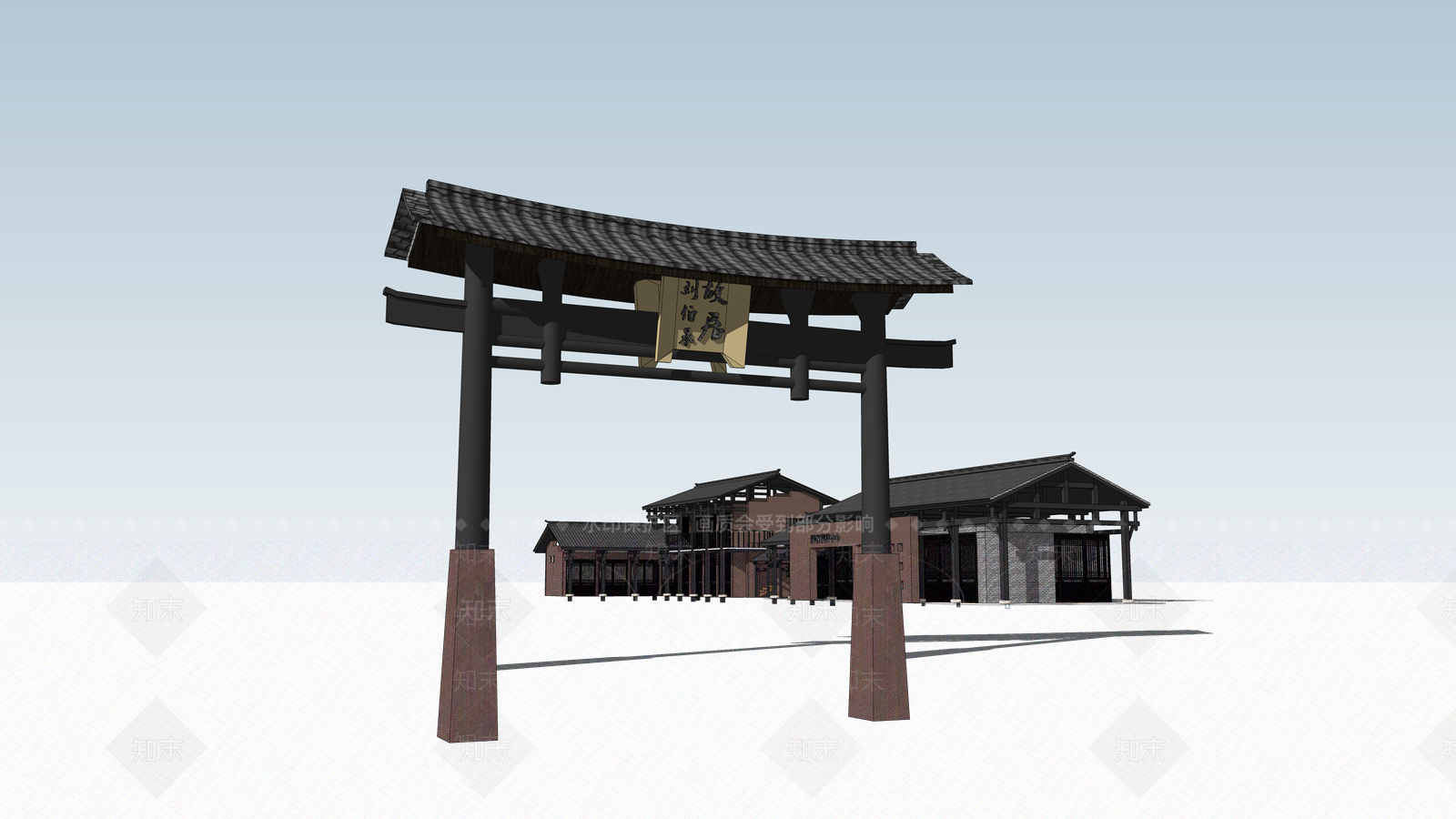 中式古建游客中心SU模型下载【ID:1131164802】
