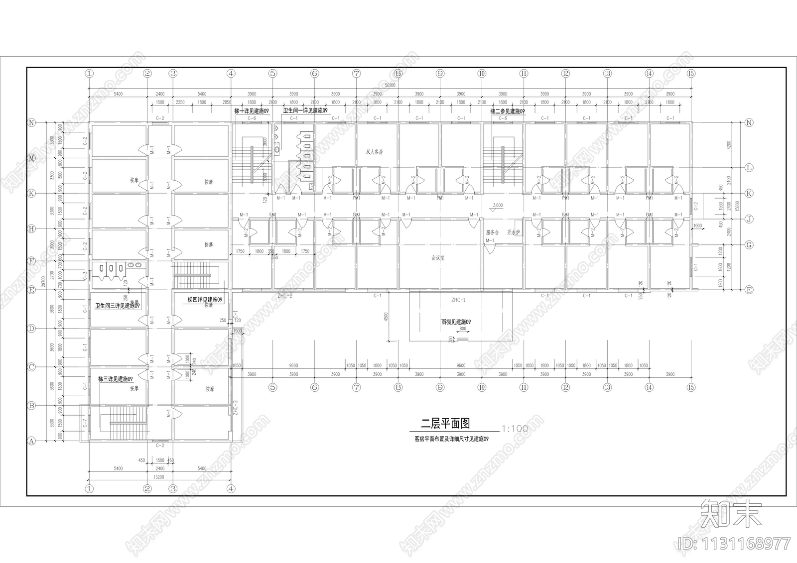 L型宾馆设计全套图施工图下载【ID:1131168977】