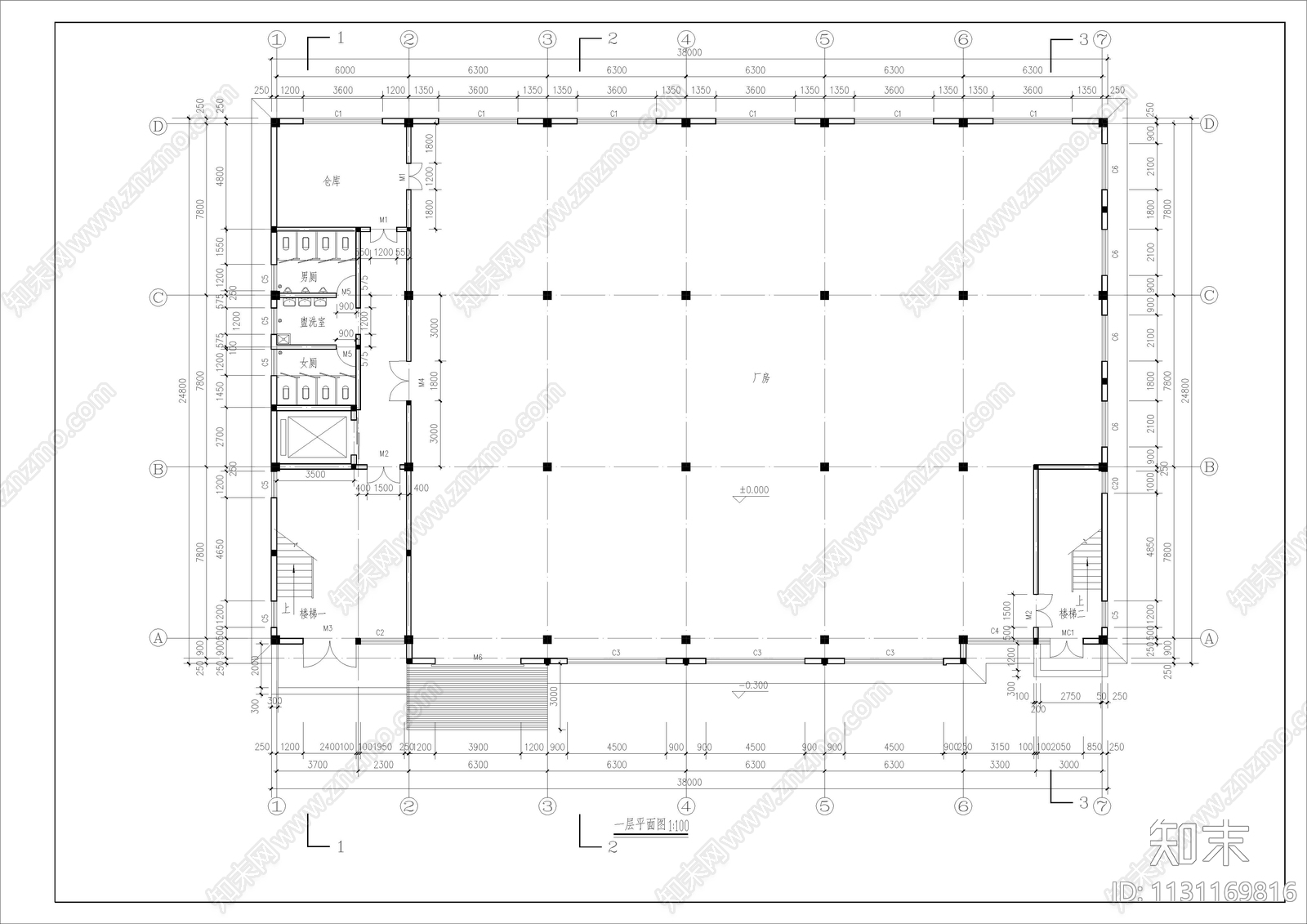 四层框架结构厂房全套建筑图施工图下载【ID:1131169816】