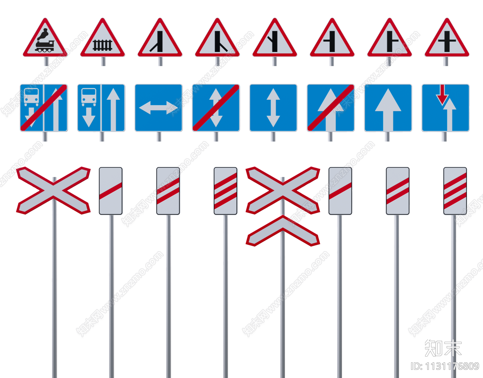 交通道路指示牌3D模型下载【ID:1131176809】