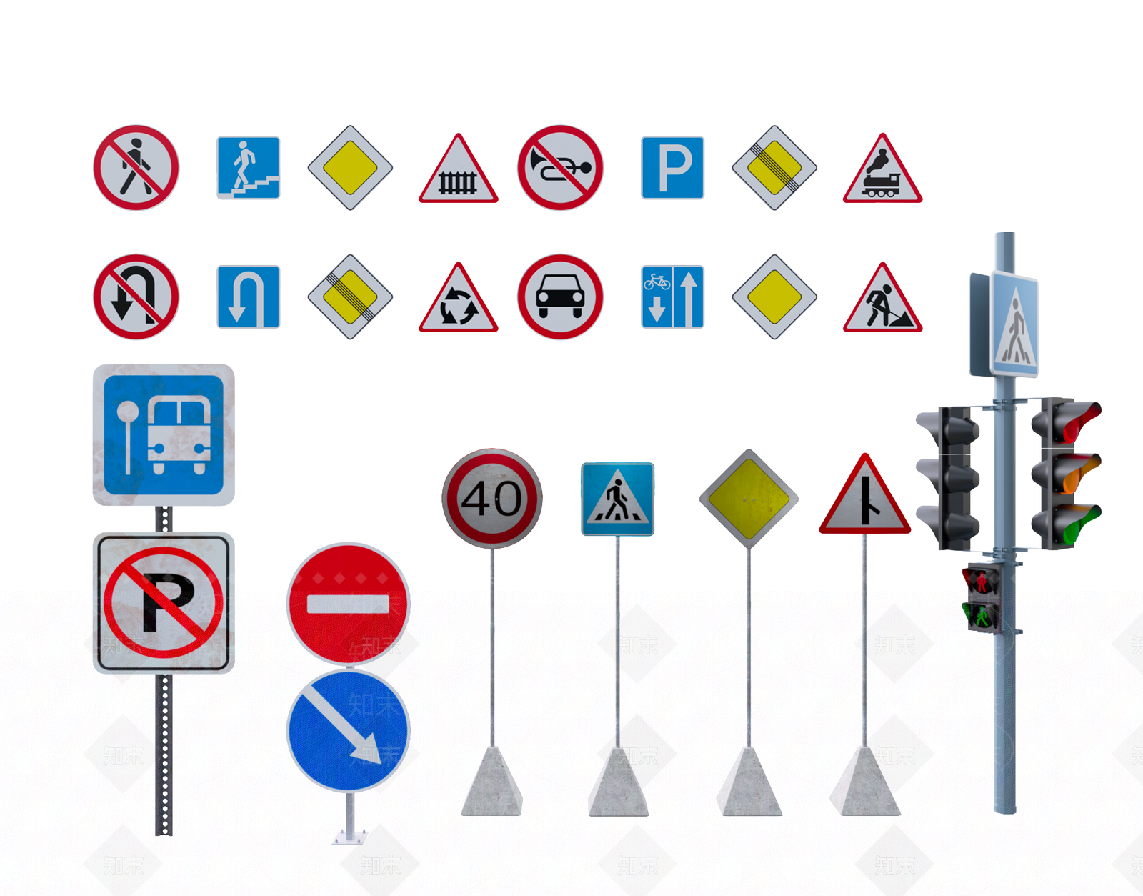 交通信号灯3D模型下载【ID:1131177182】